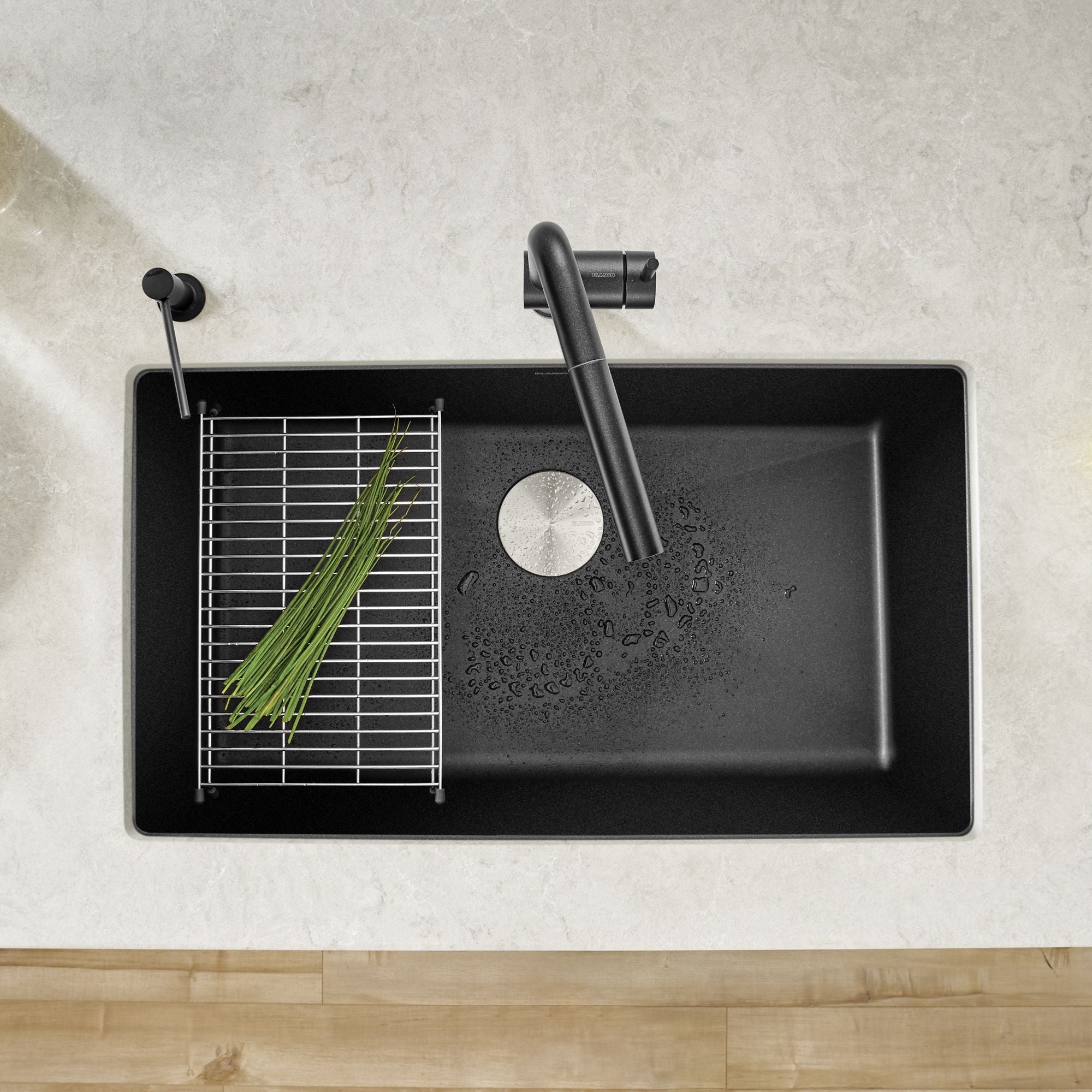 Alternate Image for Blanco Precis 32" Undermount Granite Composite Kitchen Sink, Silgranit, Anthracite, 440149