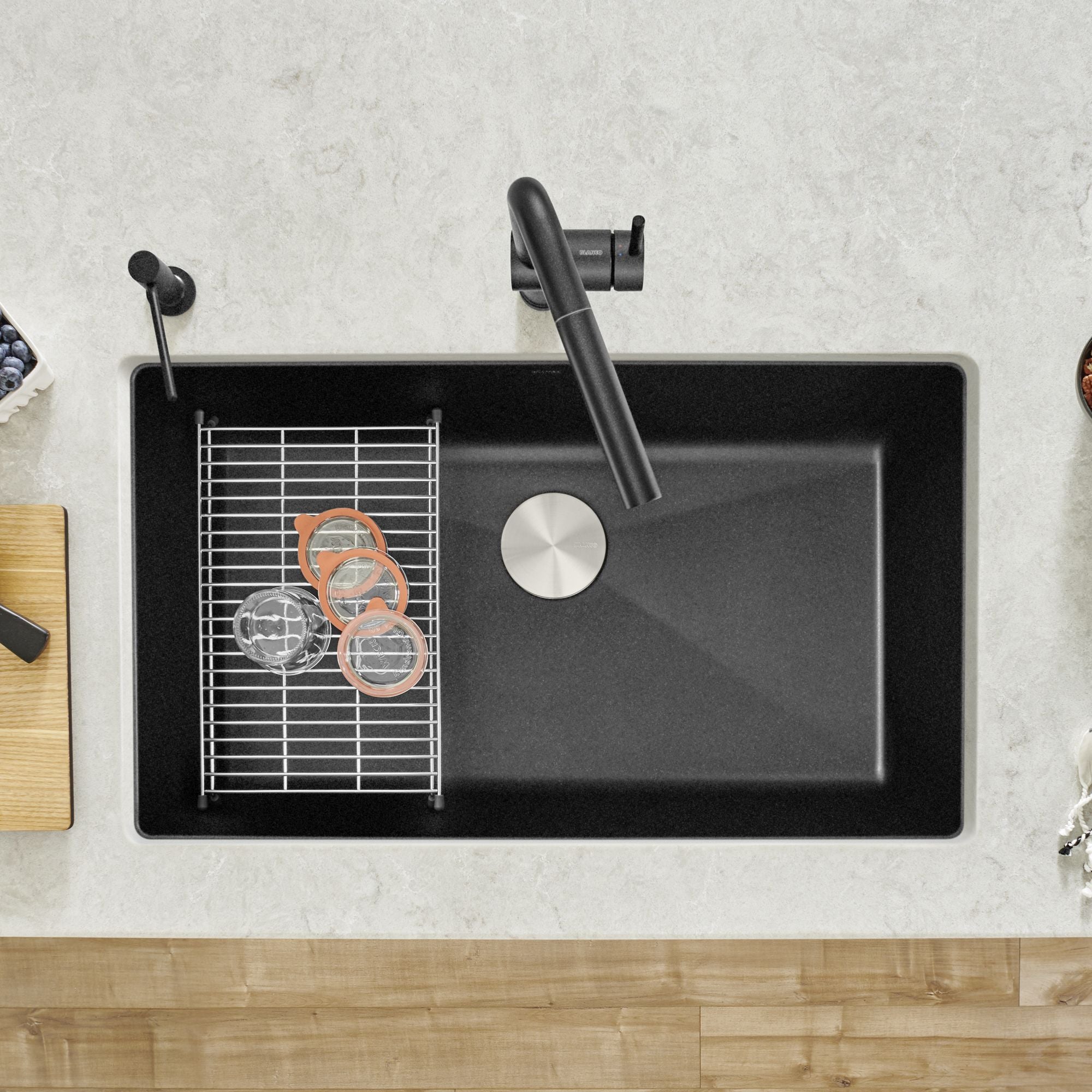 Alternate Image for Blanco Precis 32" Undermount Granite Composite Kitchen Sink, Silgranit, Anthracite, 440149