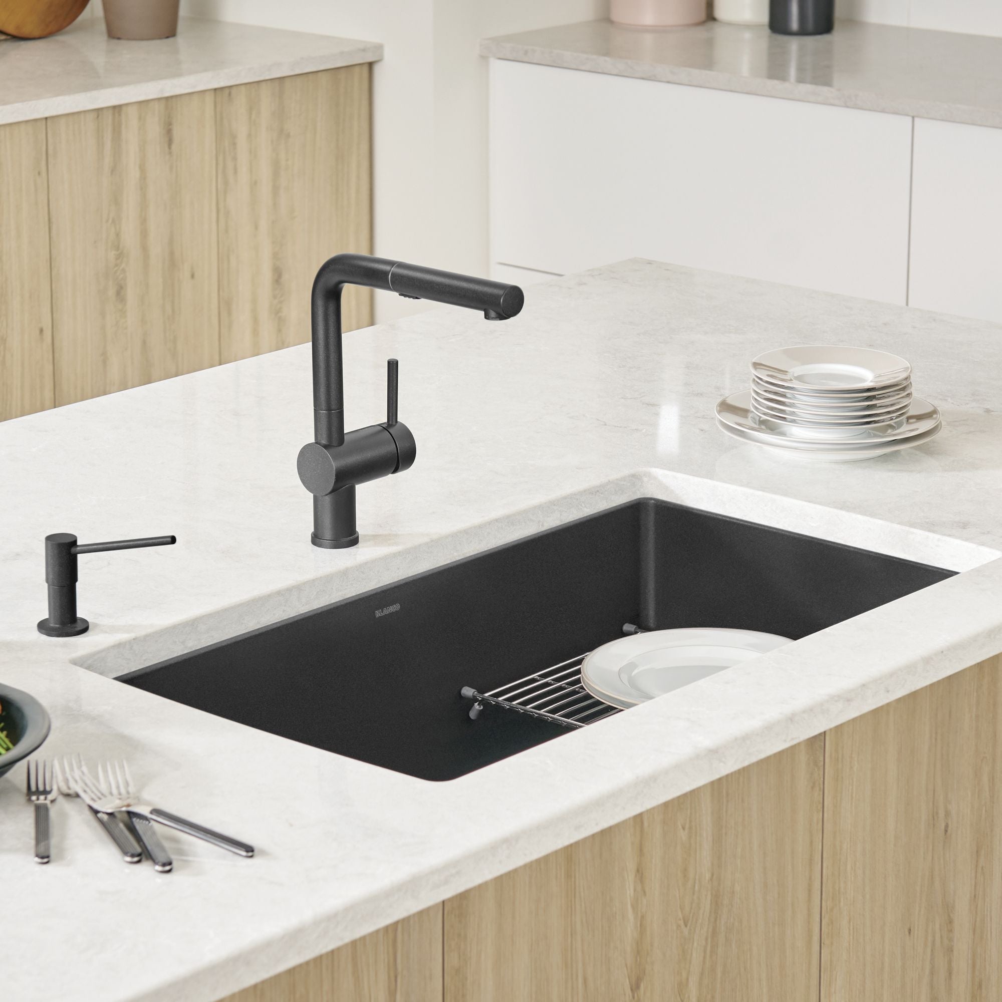 Alternate Image for Blanco Precis 32" Undermount Granite Composite Kitchen Sink, Silgranit, Anthracite, 440149