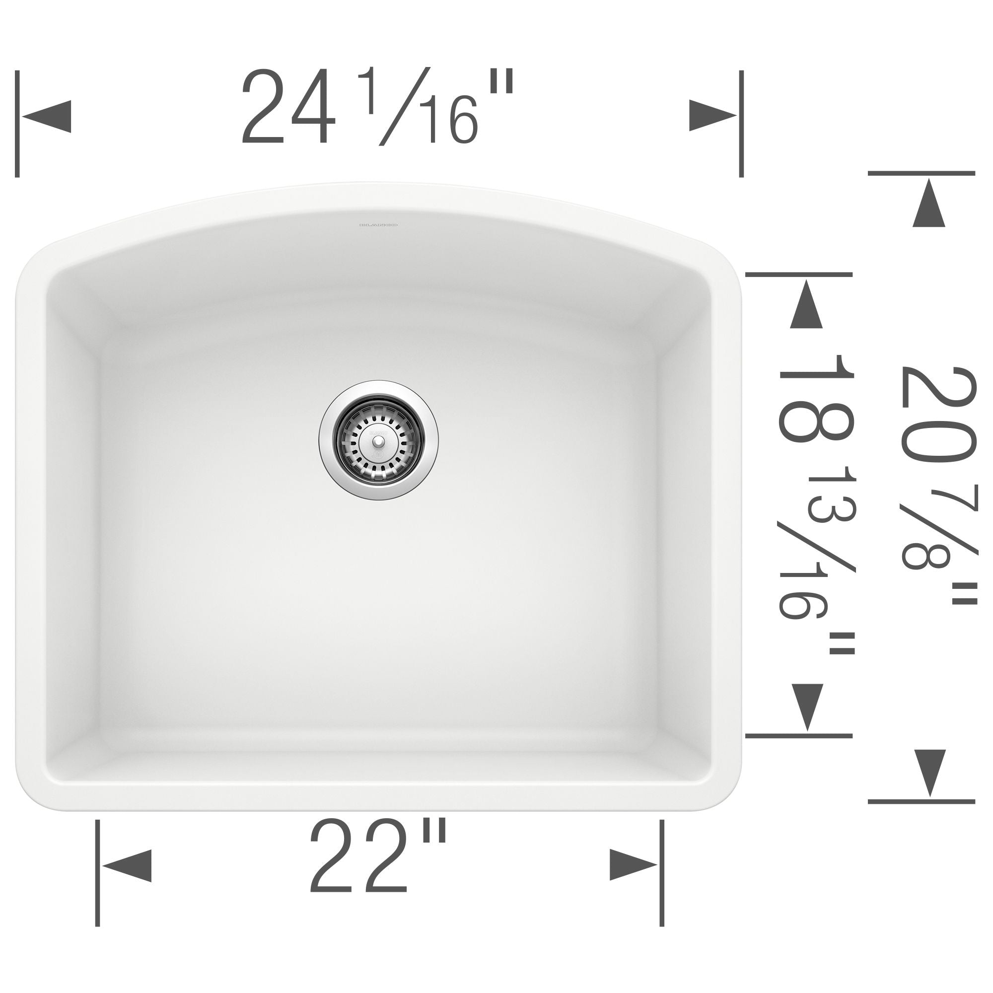 Blanco Diamond 24" Undermount Granite Composite Kitchen Sink, Silgranit, White, 440175
