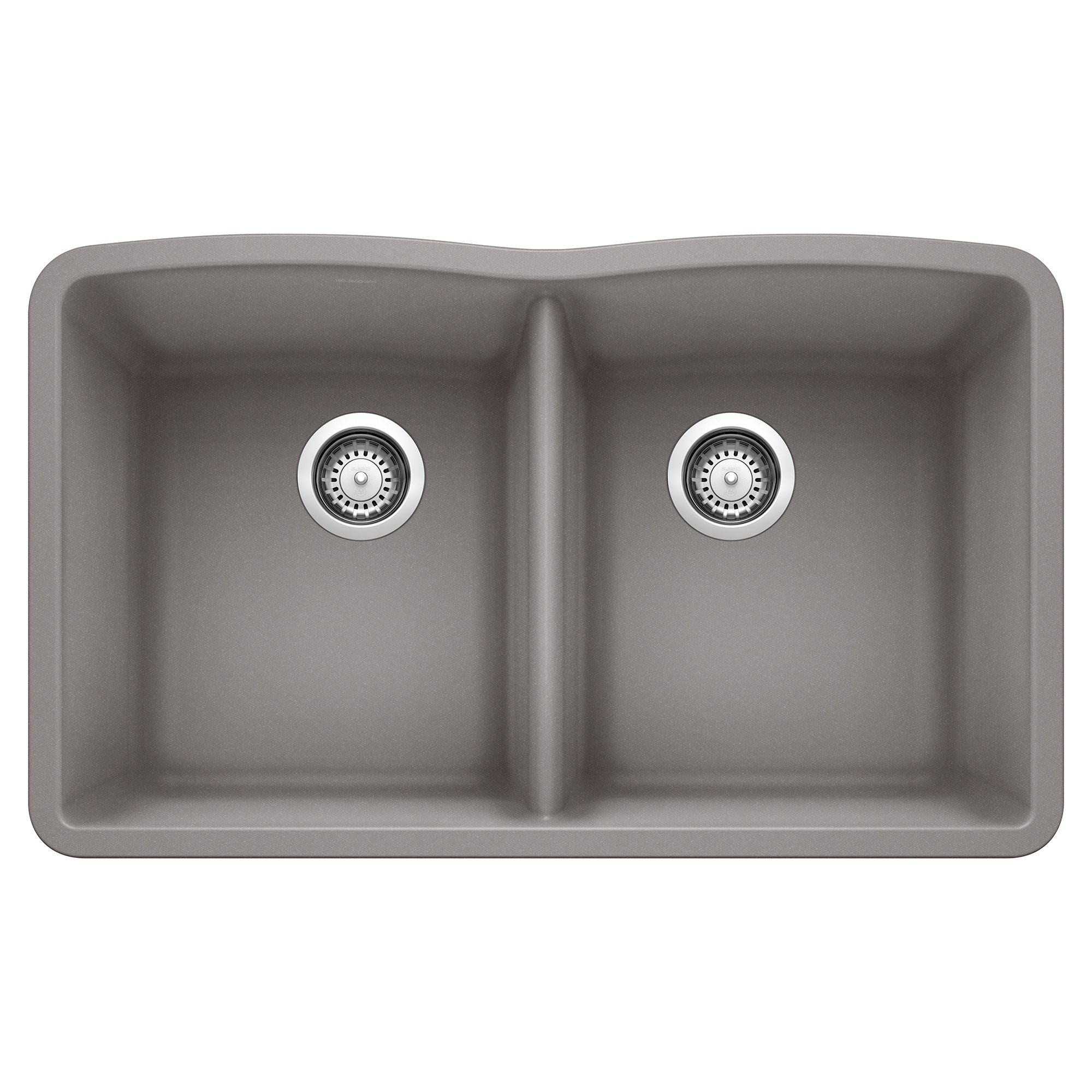 Blanco Diamond 32" Undermount Granite Composite Kitchen Sink, Silgranit, 50/50 Double Bowl, Metallic Gray, 440183