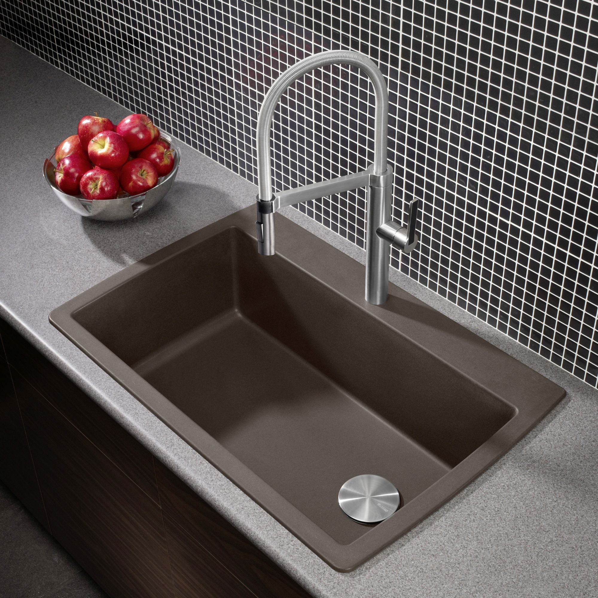 Blanco Diamond 34" Dual Mount Granite Composite Kitchen Sink, Silgranit, Cafe, 440192