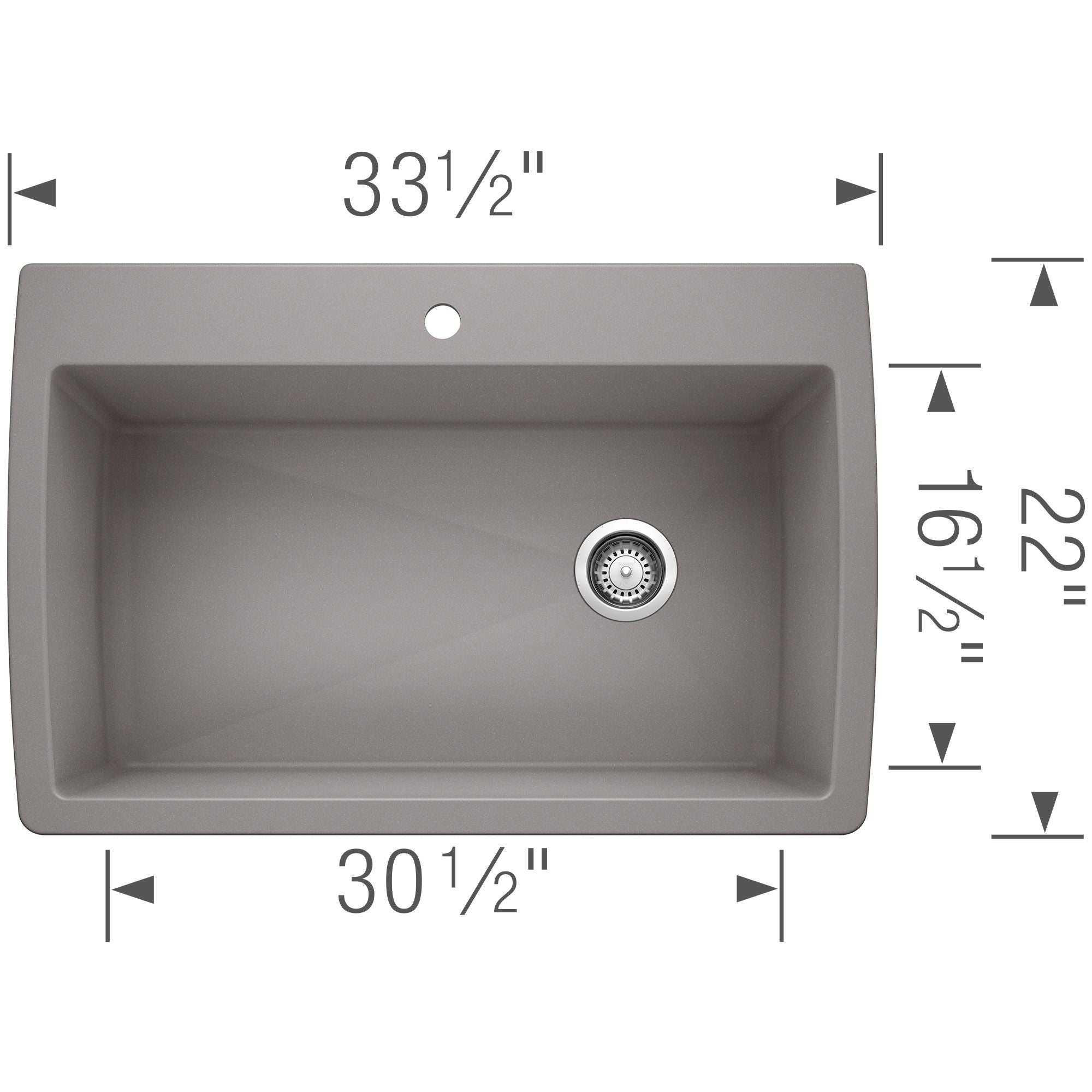 Blanco Diamond 34" Dual Mount Granite Composite Kitchen Sink, Silgranit, Metallic Gray, 440193