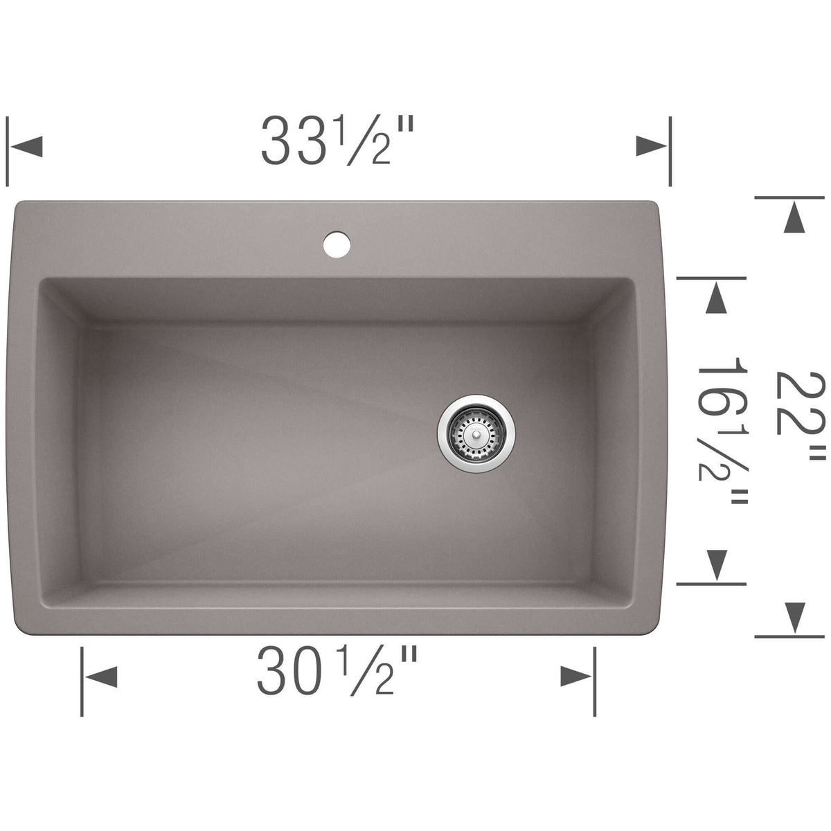 Alternate Image for Blanco Diamond 34" Dual Mount Granite Composite Kitchen Sink, Silgranit, Metallic Gray, 440193
