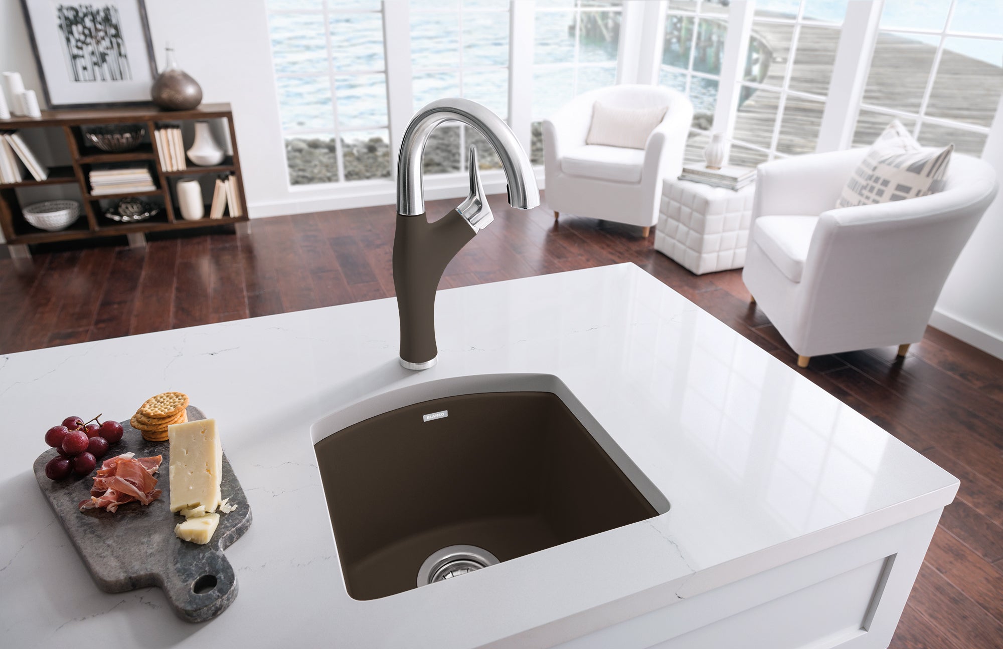 Alternate Image for Blanco Diamond 15" Square Granite Composite Bar/Prep Sink, Silgranit, Cafe, 440202