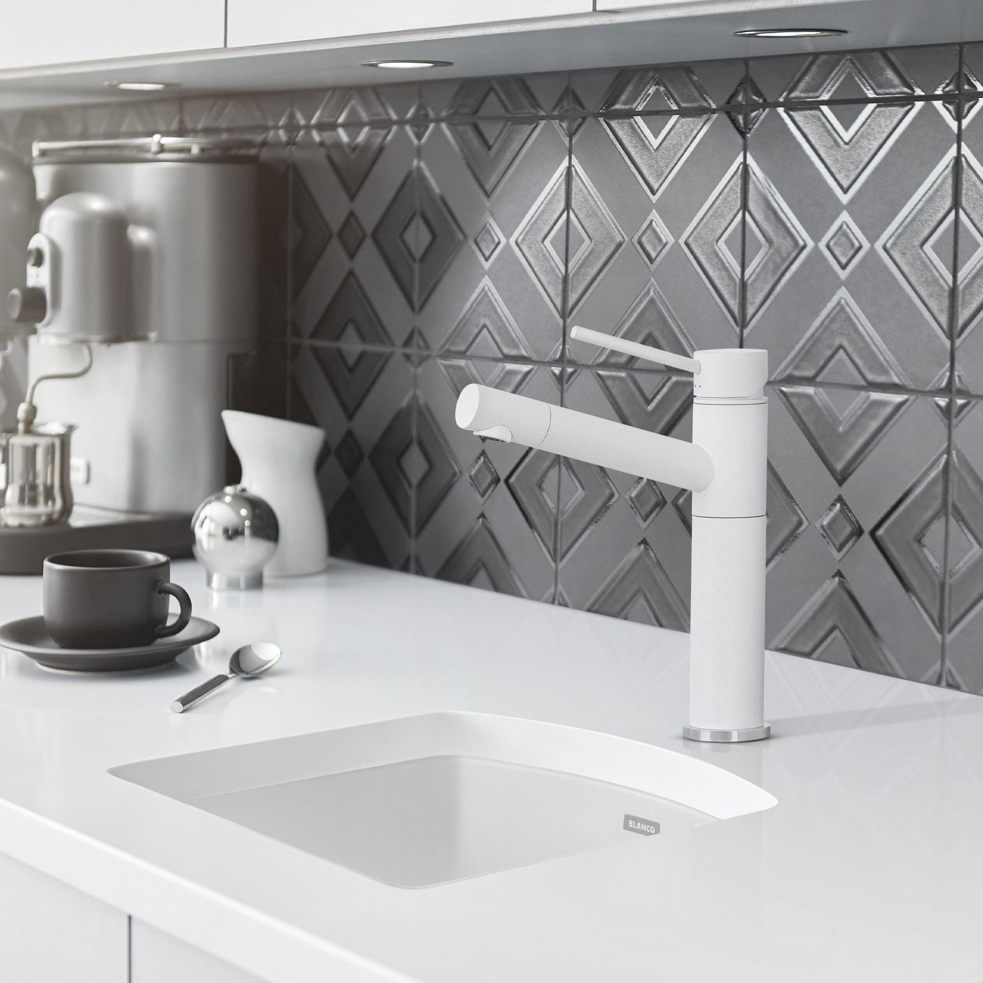 Alternate Image for Blanco Diamond 15" Square Granite Composite Bar/Prep Sink, Silgranit, White, 440205
