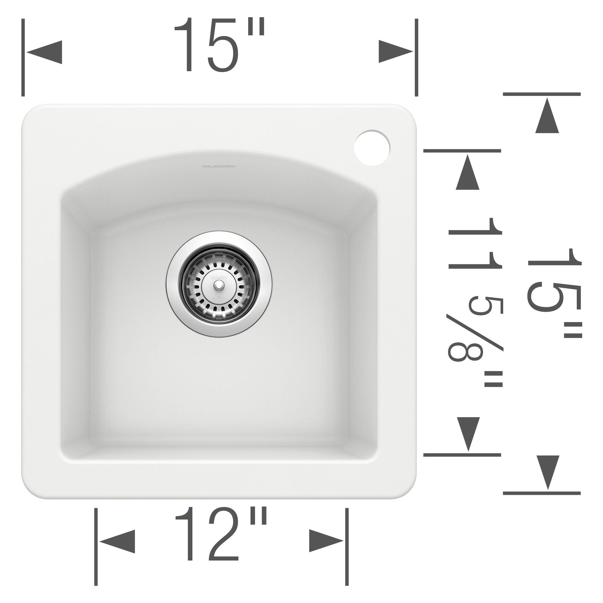 Alternate Image for Blanco Diamond 15" Square Granite Composite Bar/Prep Sink, Silgranit, White, 440205