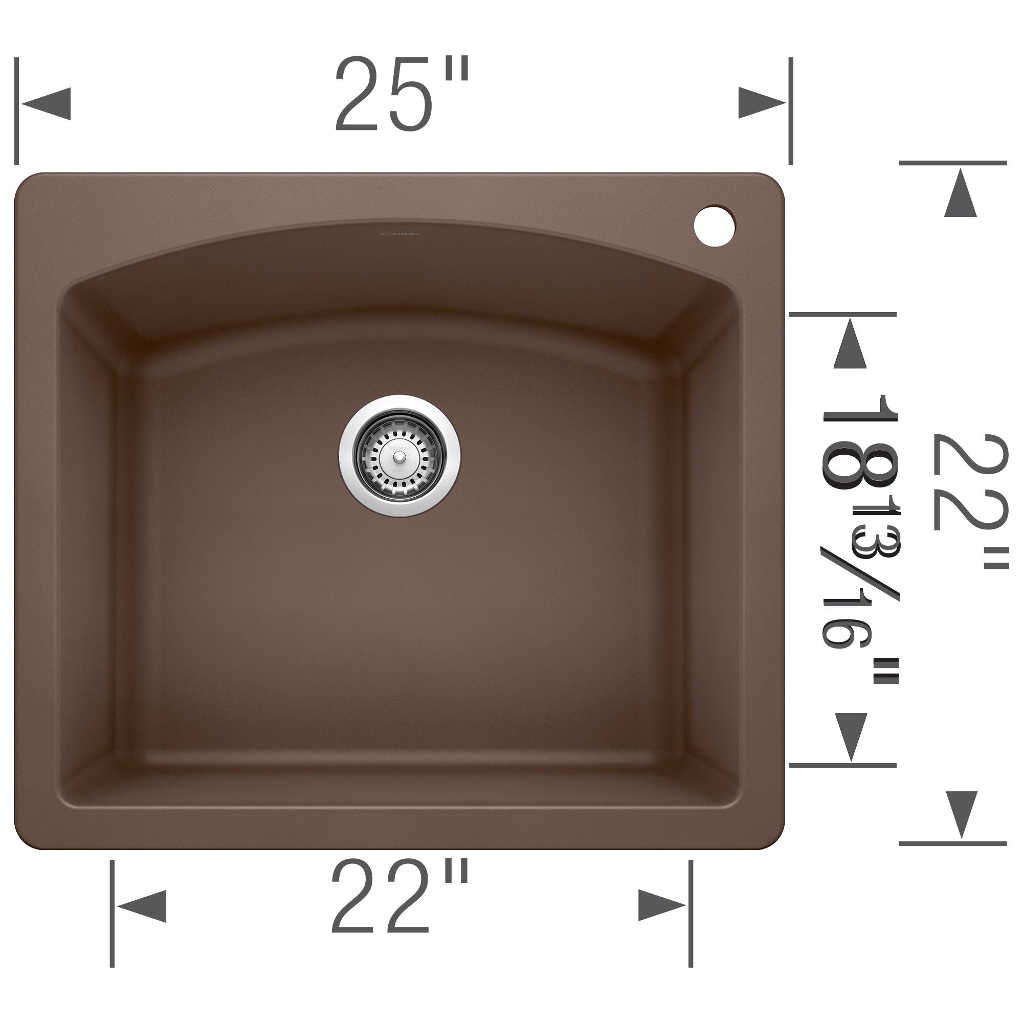 Blanco Diamond 25" Dual Mount Granite Composite Kitchen Sink, Silgranit, Cafe, 440208