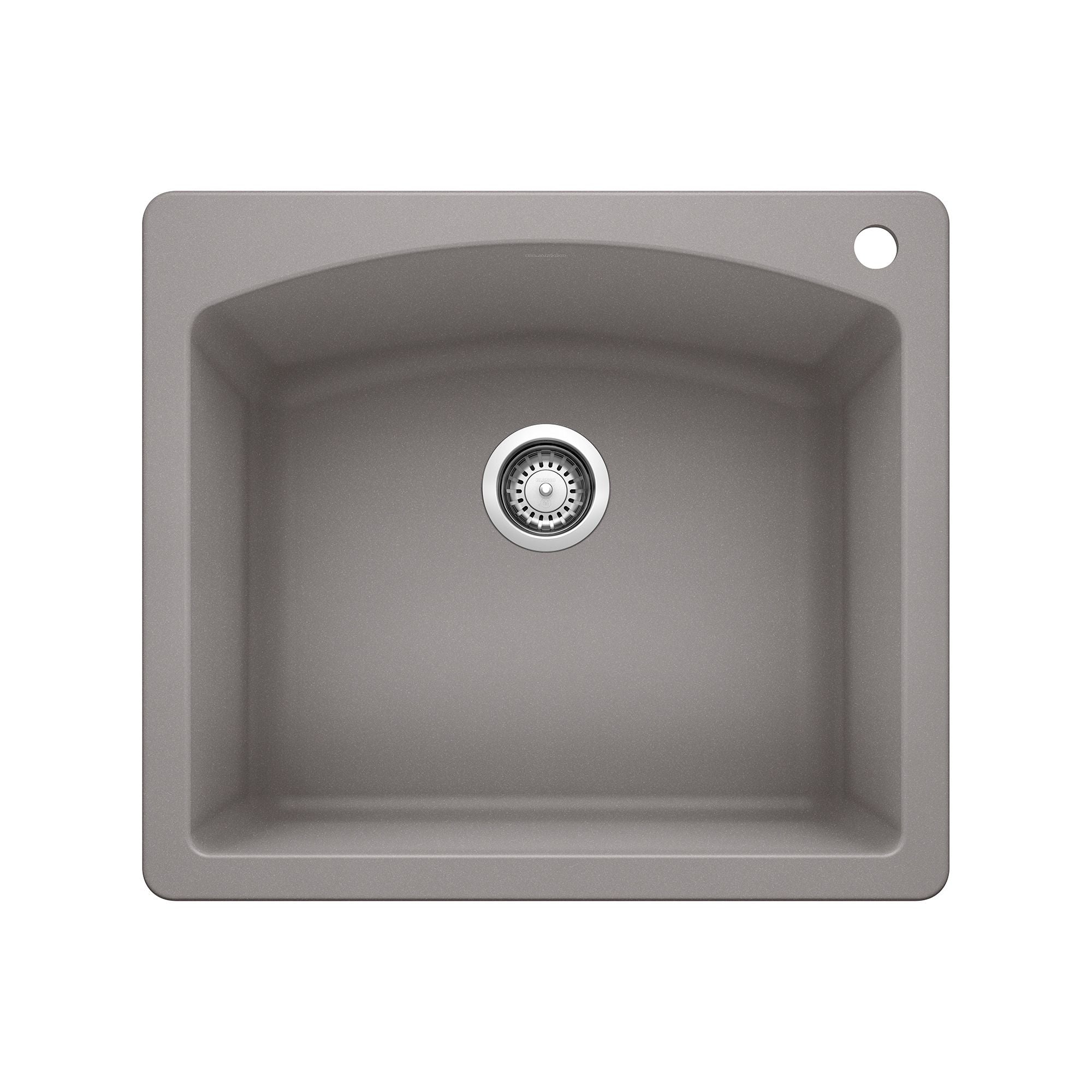 Blanco Diamond 25" Dual Mount Granite Composite Kitchen Sink, Silgranit, Metallic Gray, 440209