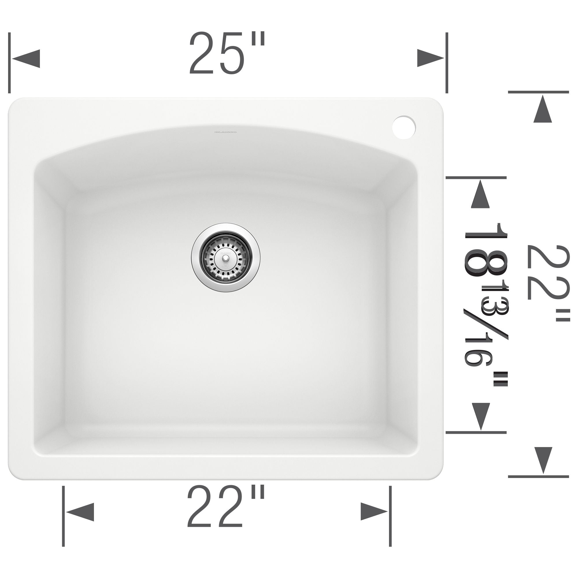 Alternate Image for Blanco Diamond 25" Dual Mount Granite Composite Kitchen Sink, Silgranit, White, 440211