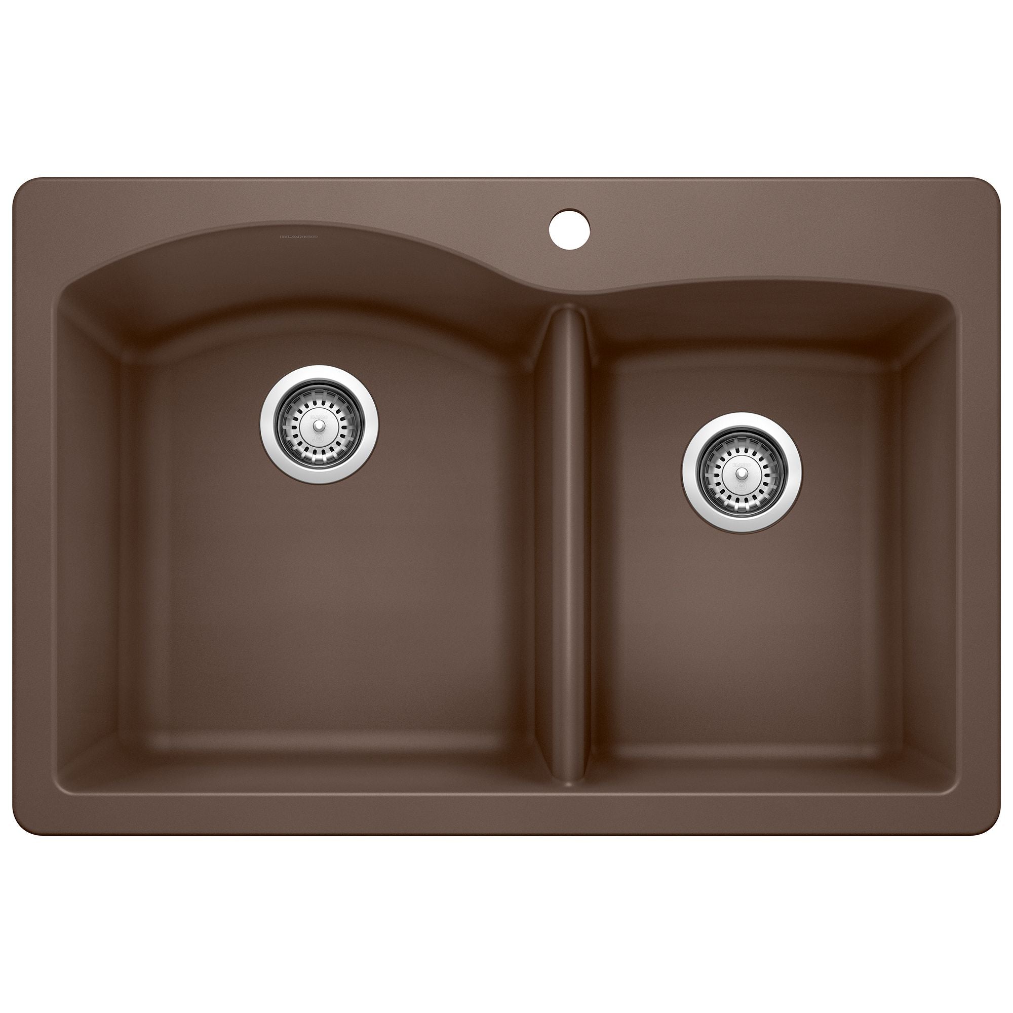 Alternate Image for Blanco Diamond 33" Dual Mount Granite Composite Kitchen Sink, Silgranit, 60/40 Double Bowl, Cafe, 440213