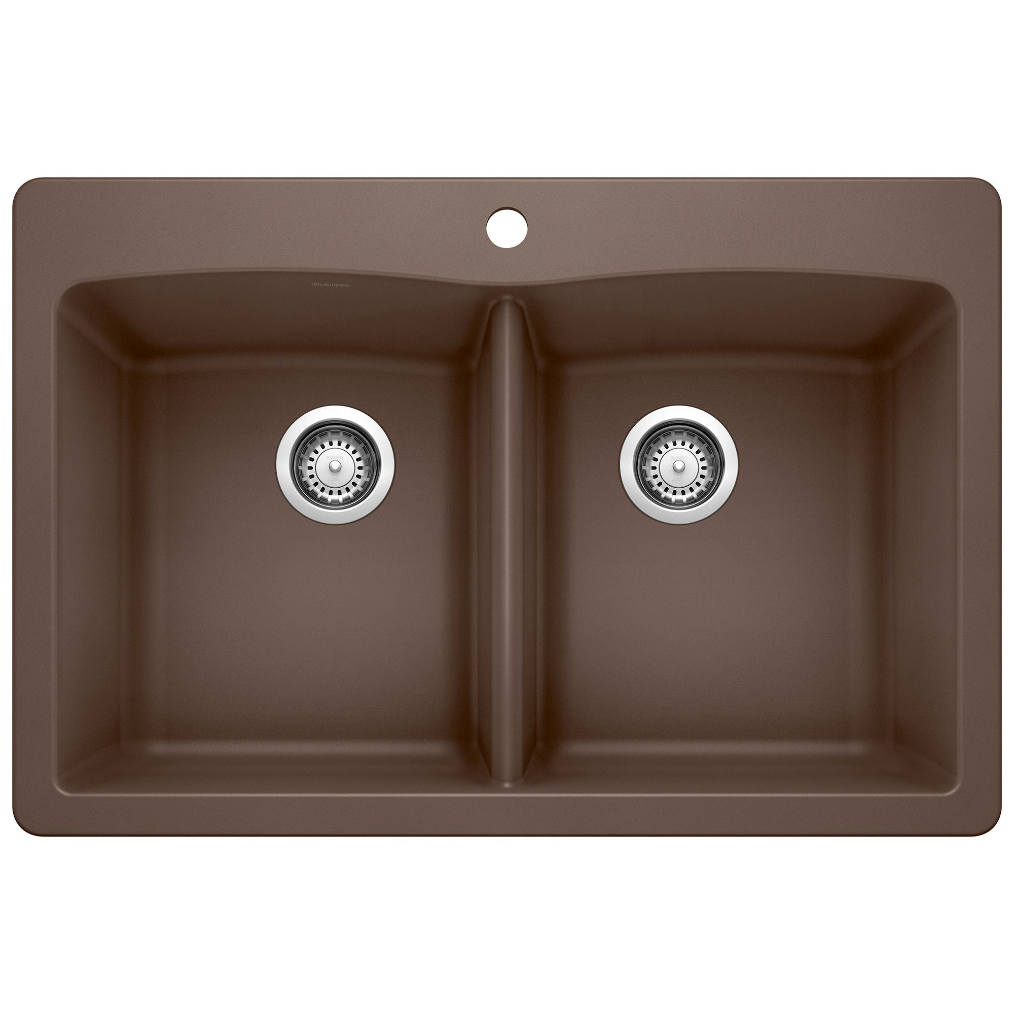 Blanco Diamond 33" Dual Mount Granite Composite Kitchen Sink, Silgranit, 50/50 Double Bowl, Cafe, 440218