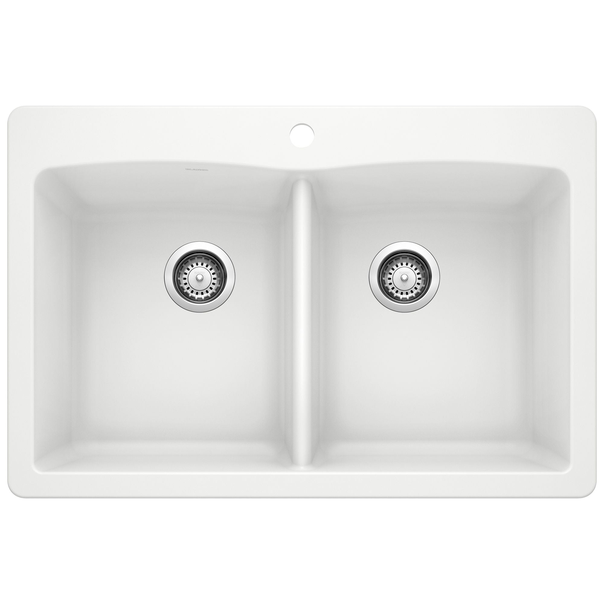 Blanco Diamond 33" Dual Mount Granite Composite Kitchen Sink, Silgranit, 50/50 Double Bowl, White, 440221