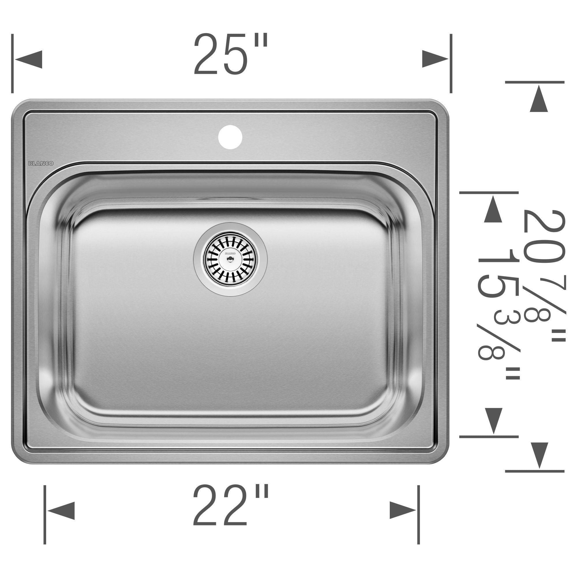 Alternate Image for Blanco Essential 25" Drop In/Topmount Stainless Steel Laundry Sink, 20 Gauge, Brushed Finish, 441078