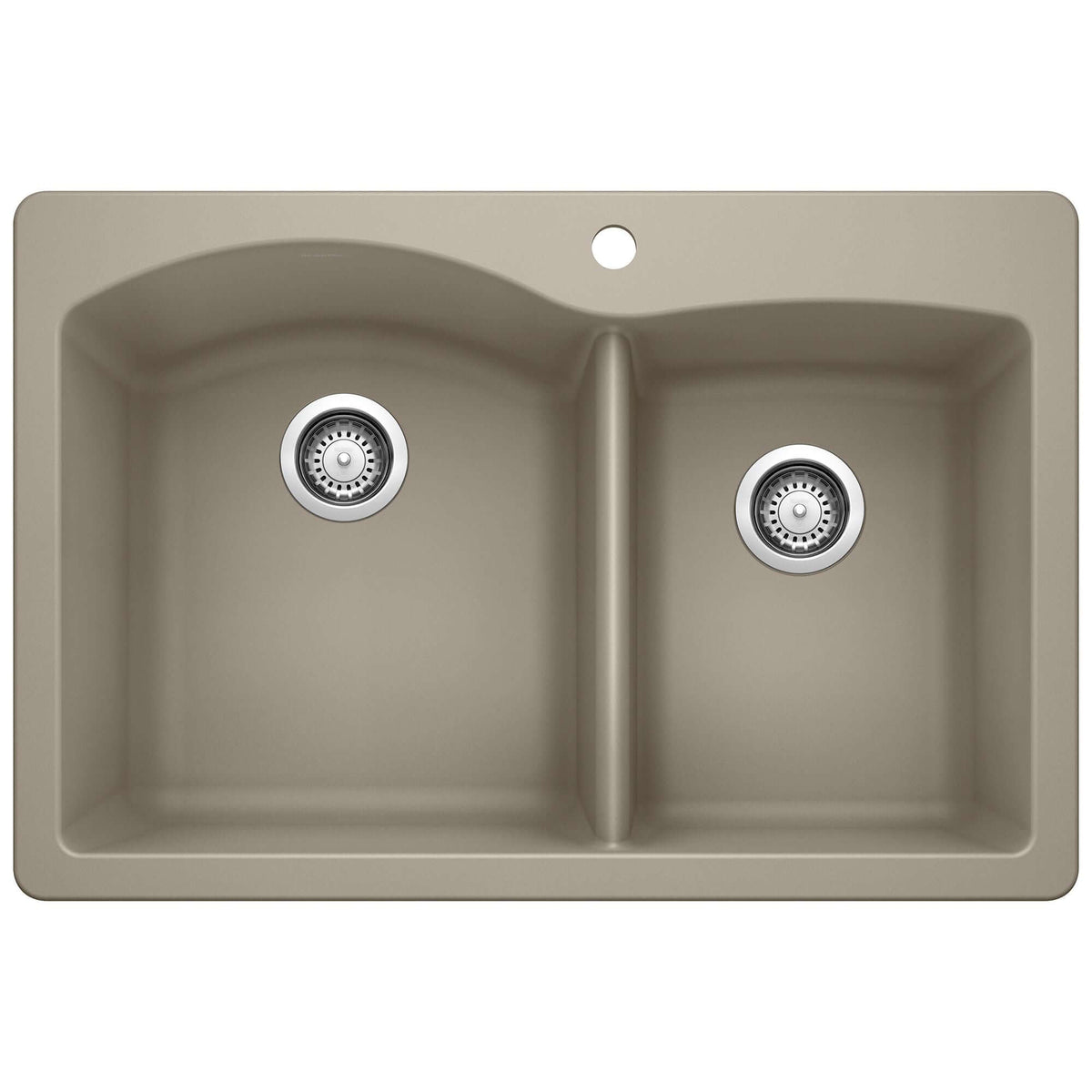 Alternate Image for Blanco Diamond 33" Dual Mount Granite Composite Kitchen Sink, Silgranit, 60/40 Double Bowl, Truffle, 441283