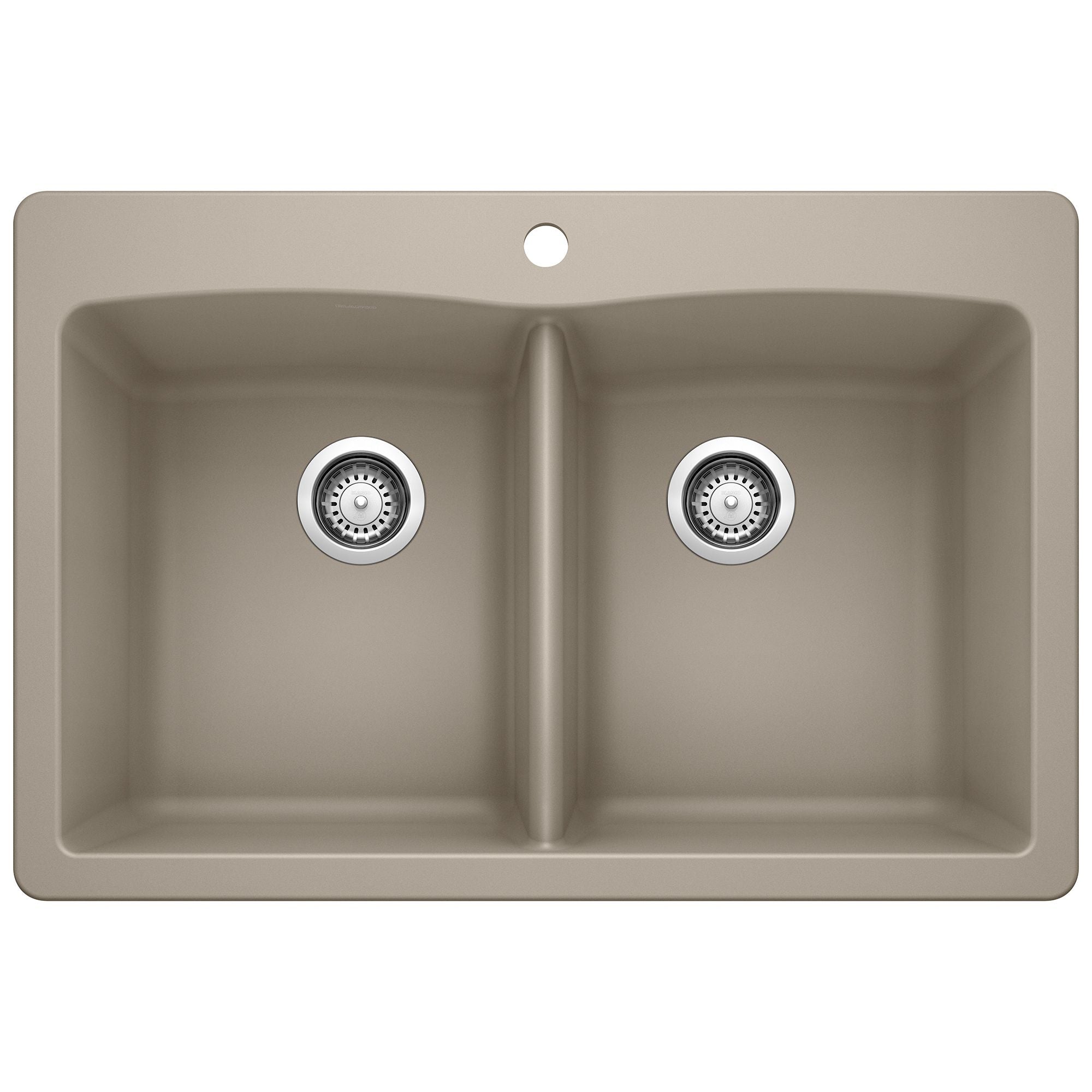 Alternate Image for Blanco Diamond 33" Dual Mount Granite Composite Kitchen Sink, Silgranit, 50/50 Double Bowl, Truffle, 441285