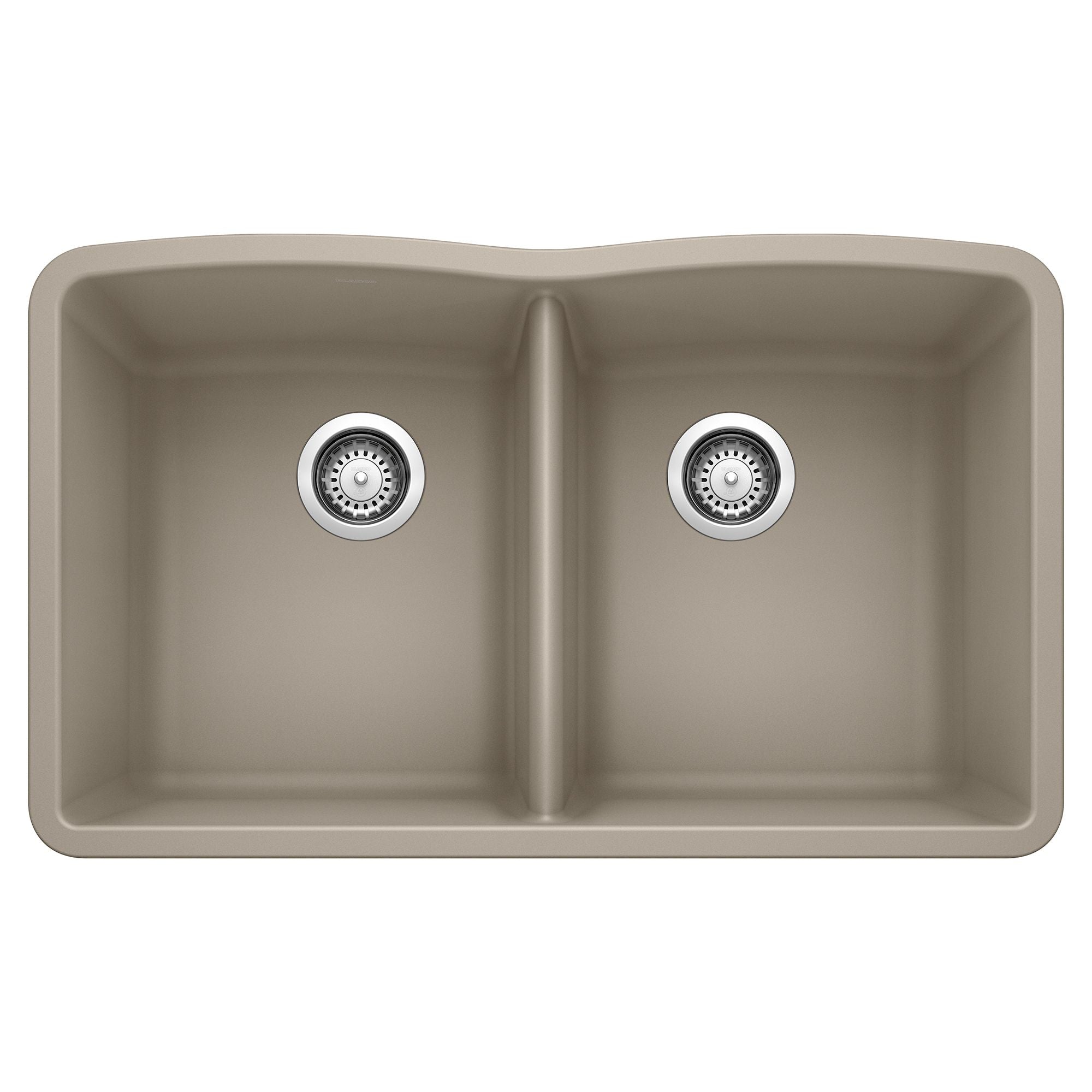 Blanco Diamond 32" Undermount Granite Composite Kitchen Sink, Silgranit, 50/50 Double Bowl, Truffle, 441286