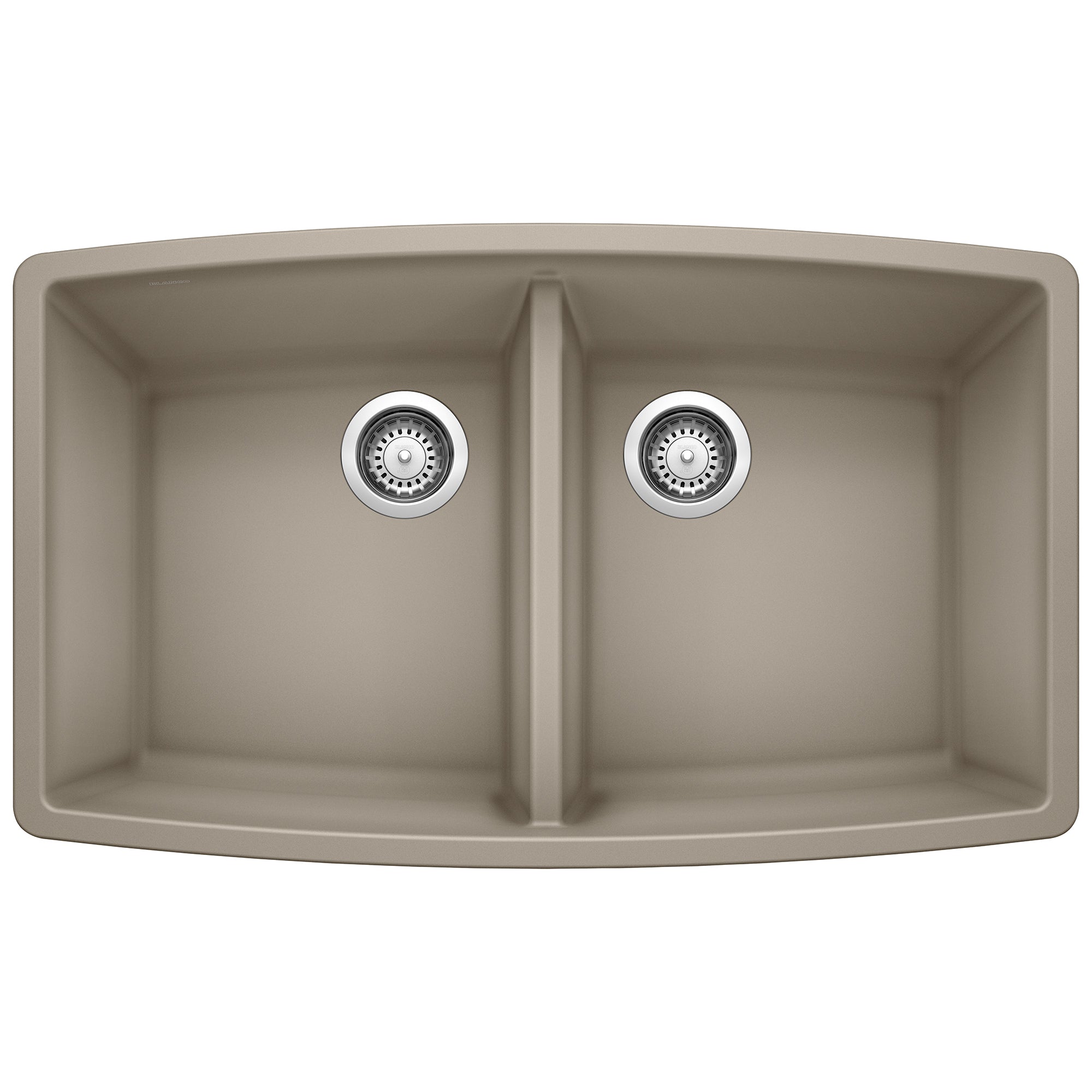 Blanco Performa 33" Undermount Granite Composite Kitchen Sink, Silgranit, 50/50 Double Bowl, Truffle, 441290