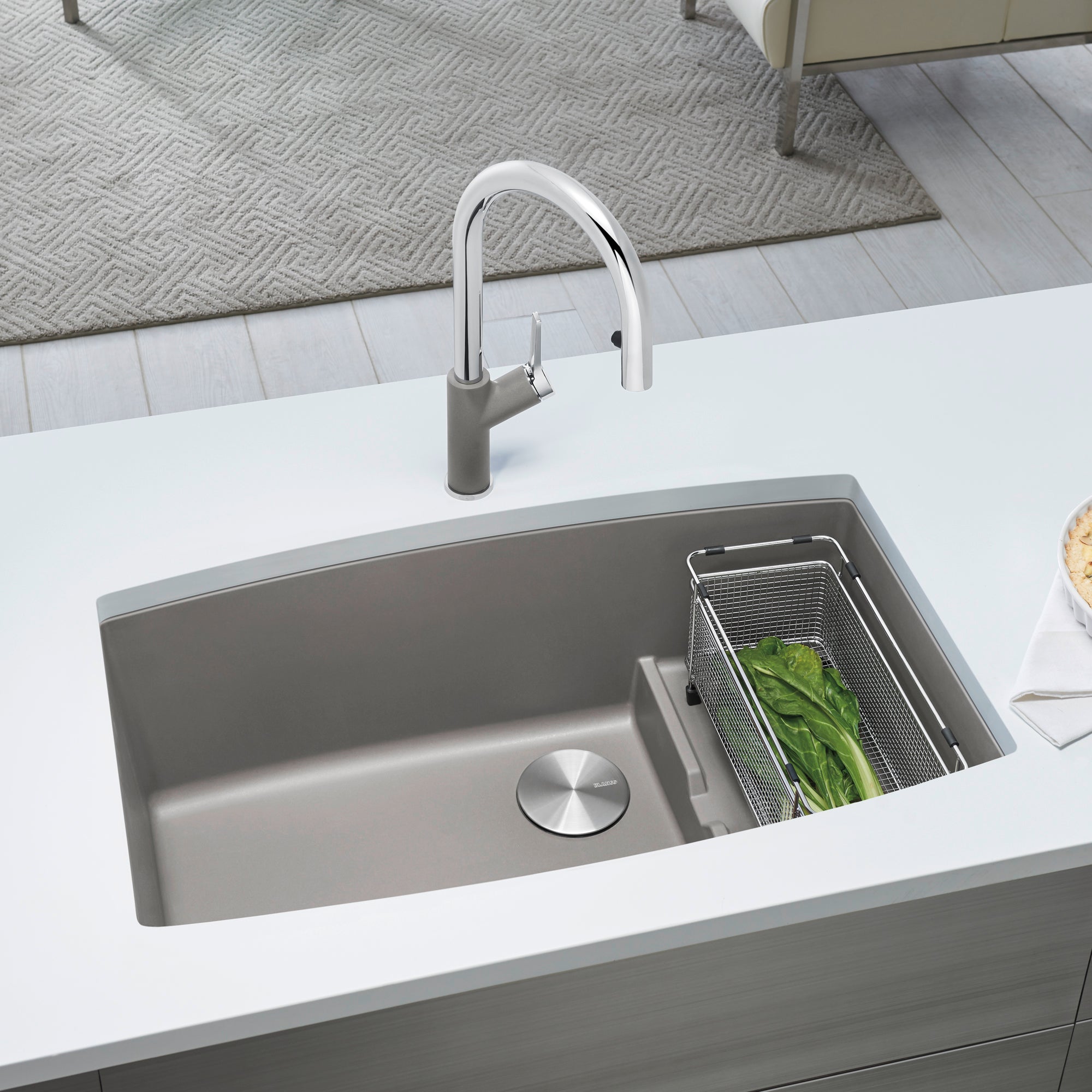 Blanco Performa 32" Undermount Granite Composite Kitchen Sink with Accessories, Silgranit, Truffle, 441291