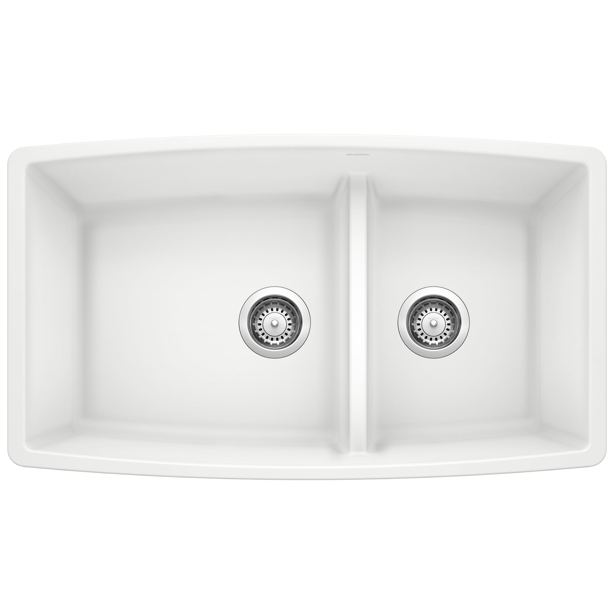 Blanco Performa 33" Undermount Granite Composite Kitchen Sink, Silgranit, 60/40 Double Bowl, White, 441310