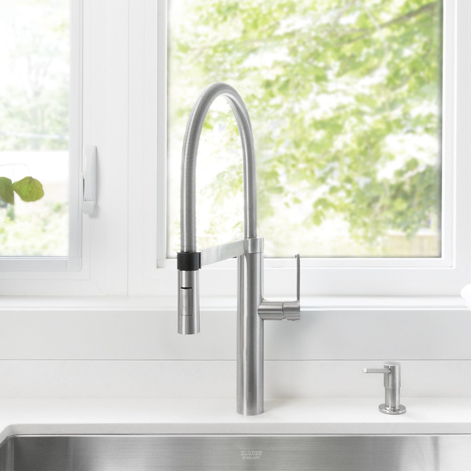 Alternate Image for Blanco Culina 2.2 GPM Brass Kitchen Faucet, Semi-Pro, Satin Nickel, 441332