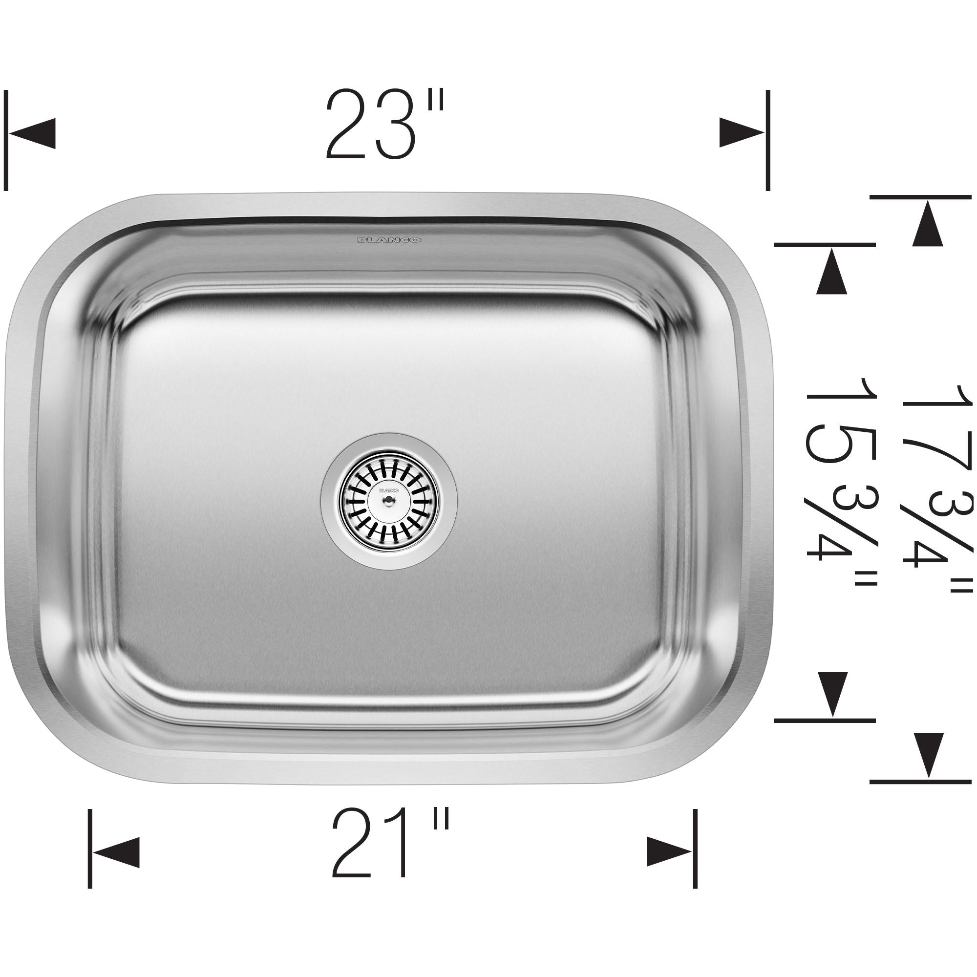 Alternate Image for Blanco Stellar 23" Undermount Stainless Steel Laundry Sink, 18 Gauge, Brushed Finish, 441398