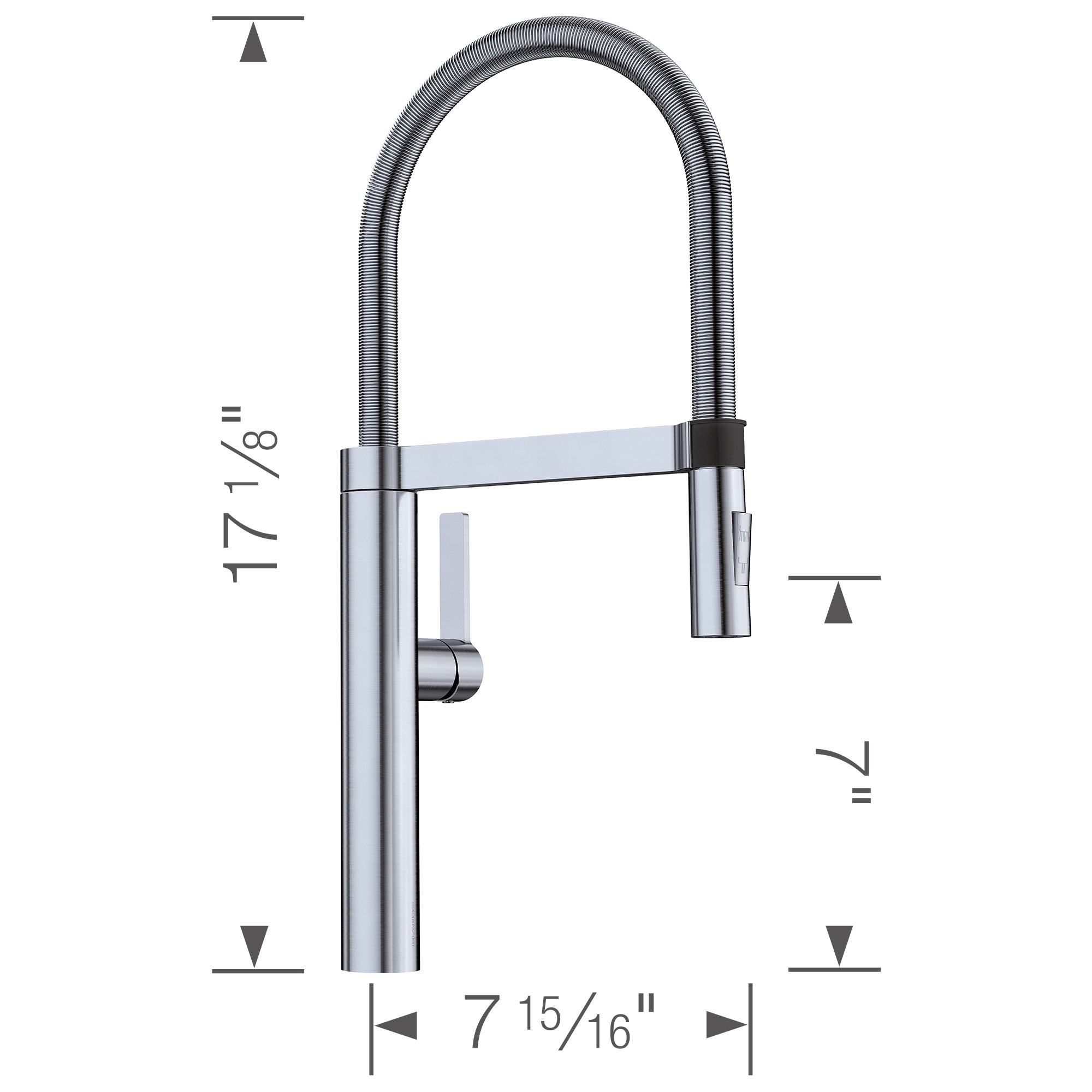 Alternate Image for Blanco Culina 1.8 GPM Brass Kitchen Faucet, Semi-Pro, Satin Nickel, 441407
