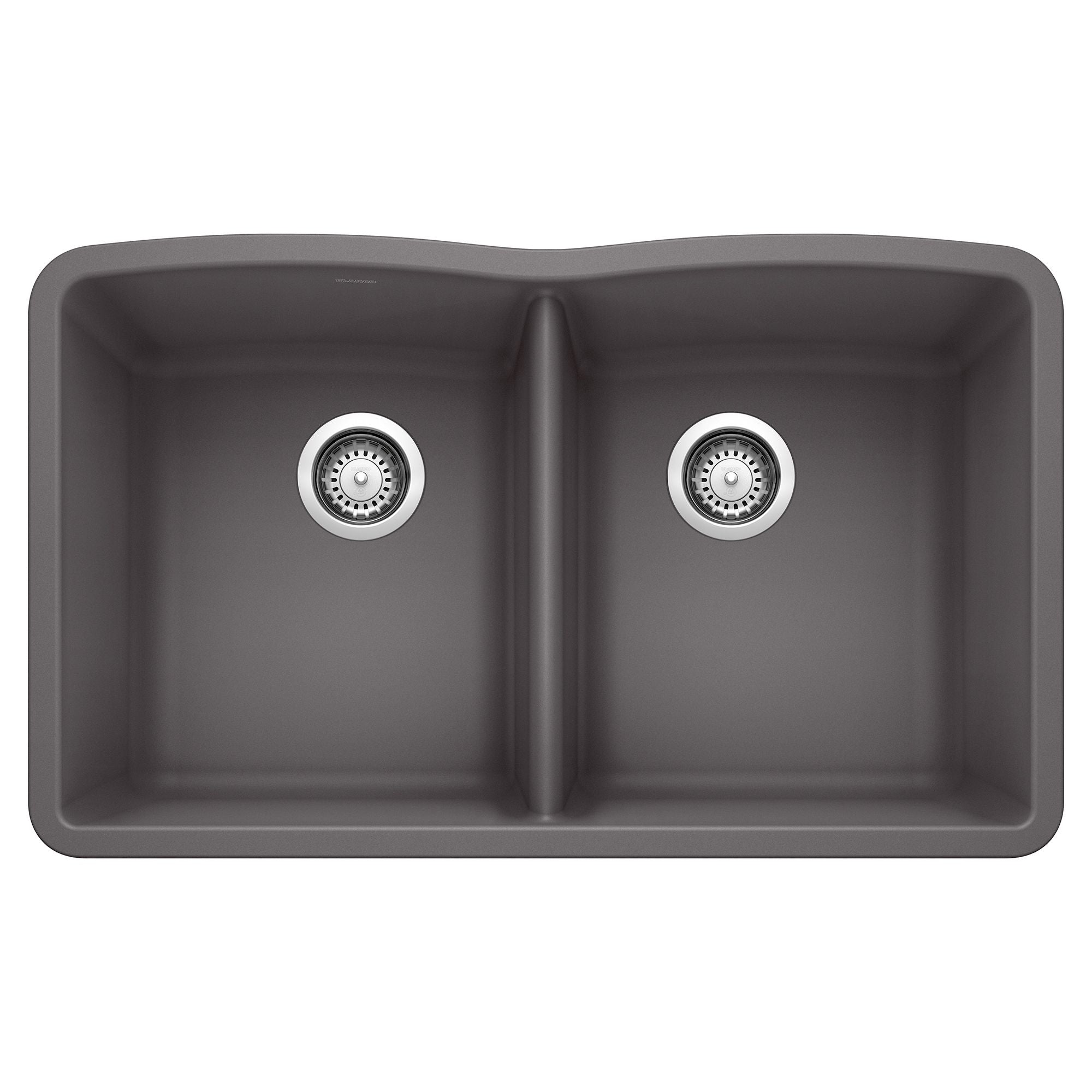 Blanco Diamond 32" Undermount Granite Composite Kitchen Sink, Silgranit, 50/50 Double Bowl, Cinder, 441470