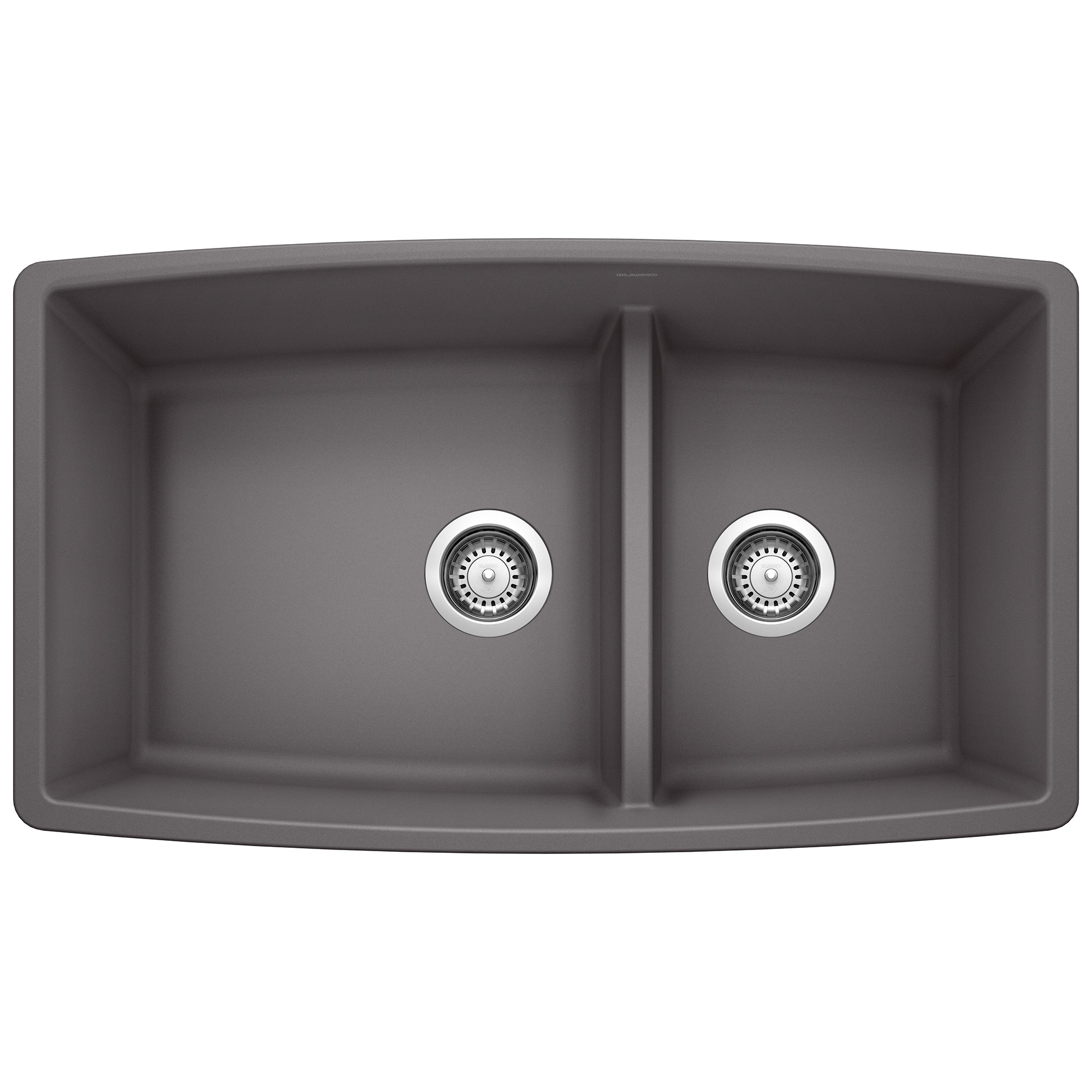 Blanco Performa 33" Undermount Granite Composite Kitchen Sink, Silgranit, 60/40 Double Bowl, Cinder, 441474