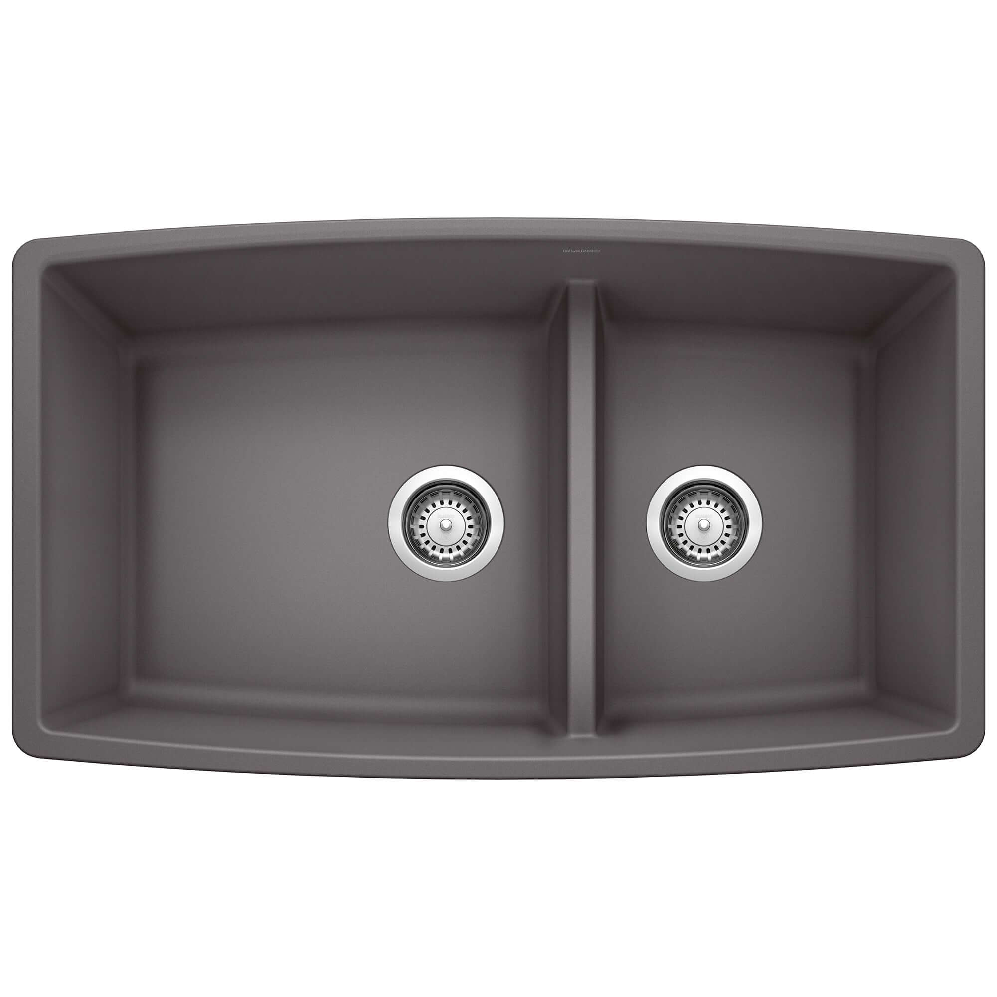 Alternate Image for Blanco Performa 33" Undermount Granite Composite Kitchen Sink, Silgranit, 60/40 Double Bowl, Cinder, 441474