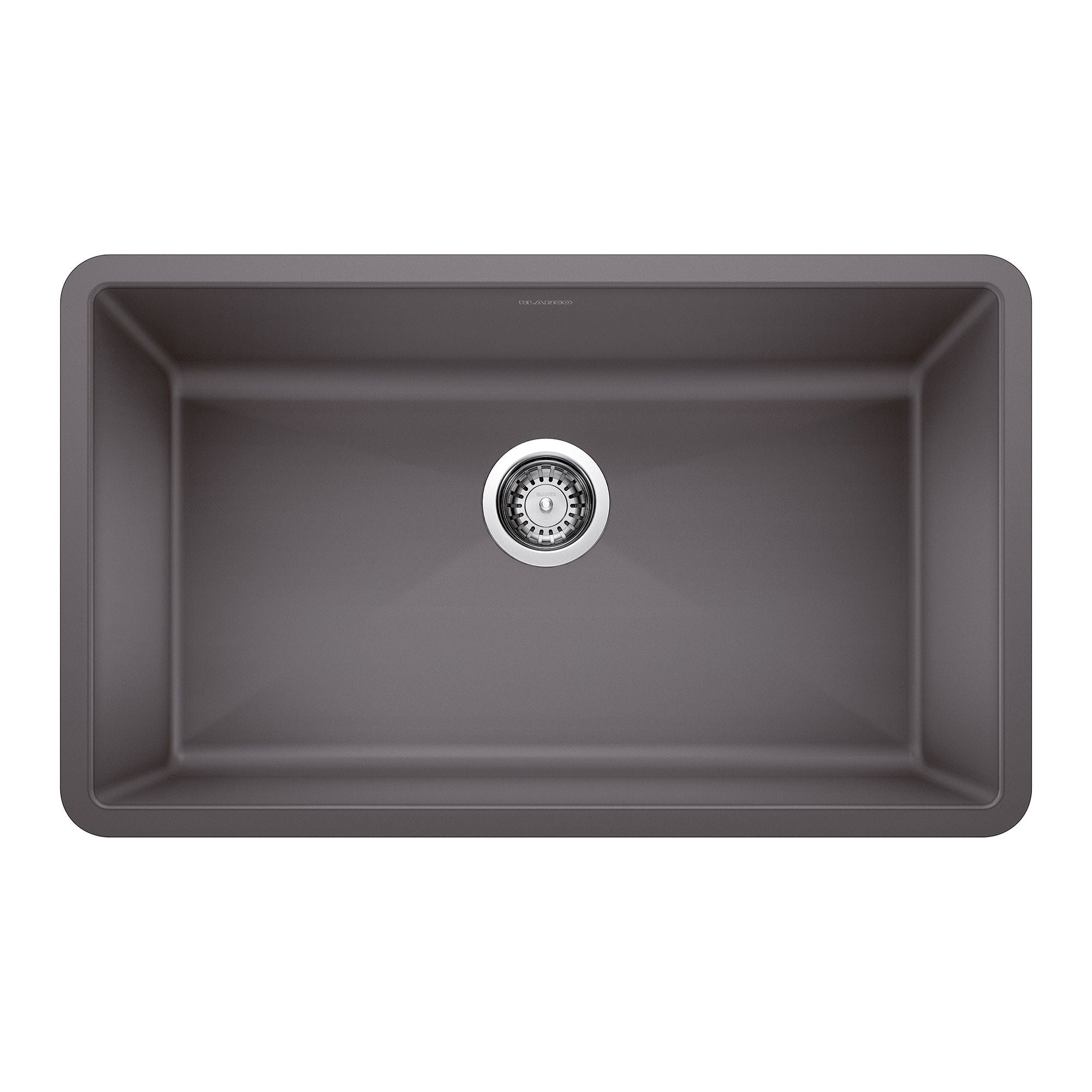 Blanco Precis 32" Undermount Granite Composite Kitchen Sink, Silgranit, Cinder, 441478