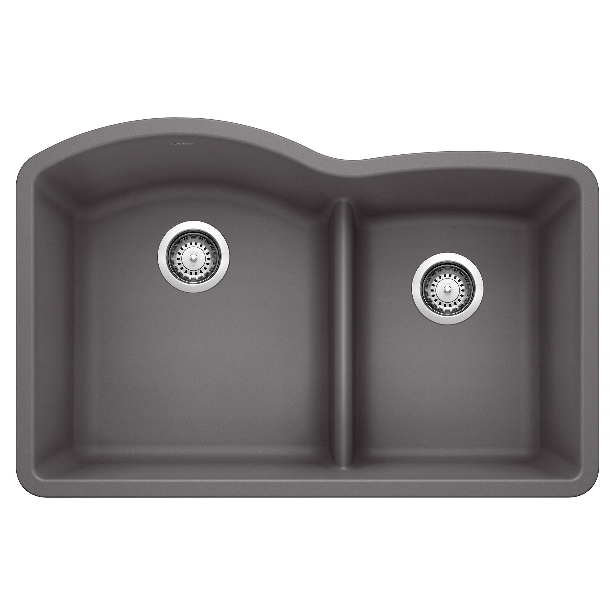 Blanco Diamond 32" Undermount Granite Composite Kitchen Sink, Silgranit, 60/40 Double Bowl, Cinder, 441591