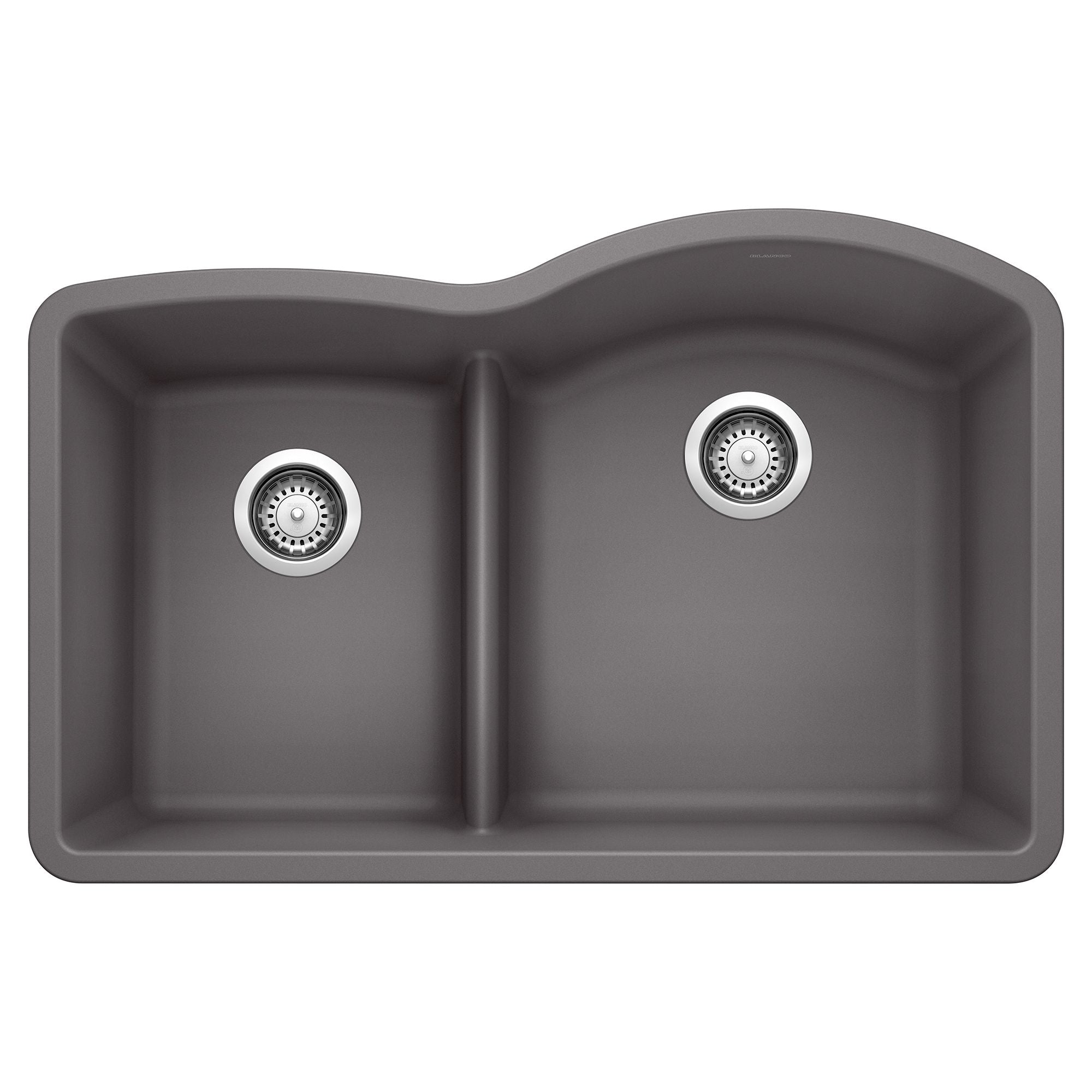 Blanco Diamond 32" Undermount Granite Composite Kitchen Sink, Silgranit, 40/60 Double Bowl, Cinder, 441600
