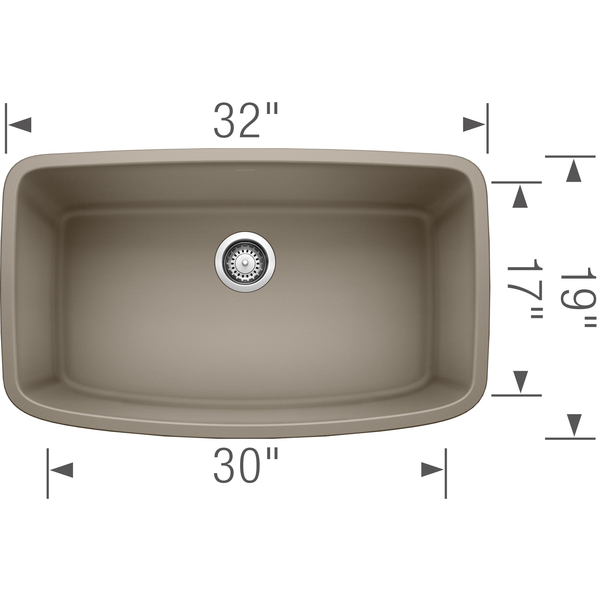 Blanco Valea 32" Undermount Granite Composite Kitchen Sink, Silgranit, Truffle, 441772