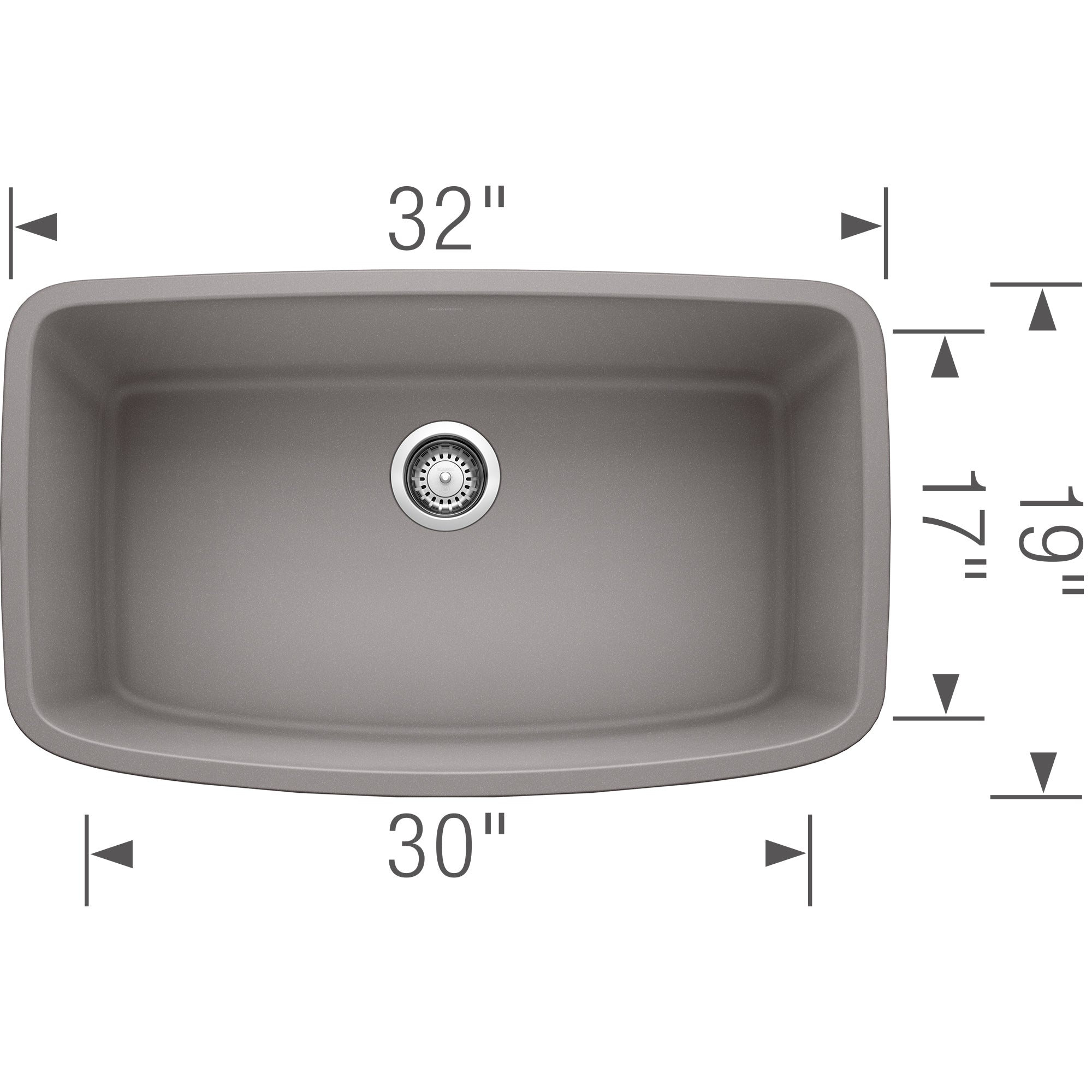 Alternate Image for Blanco Valea 32" Undermount Granite Composite Kitchen Sink, Silgranit, Metallic Gray, 441775