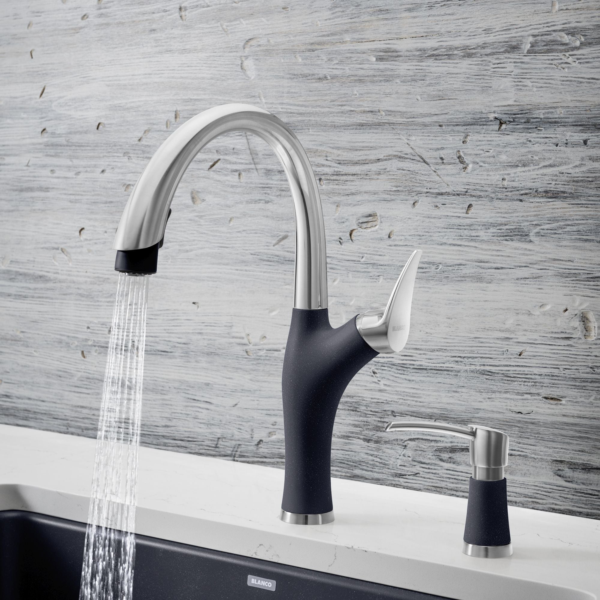 Alternate Image for Blanco Artona 1.5 GPM Brass Kitchen Faucet, Pull-Down, Anthracite/Stainless, 442031