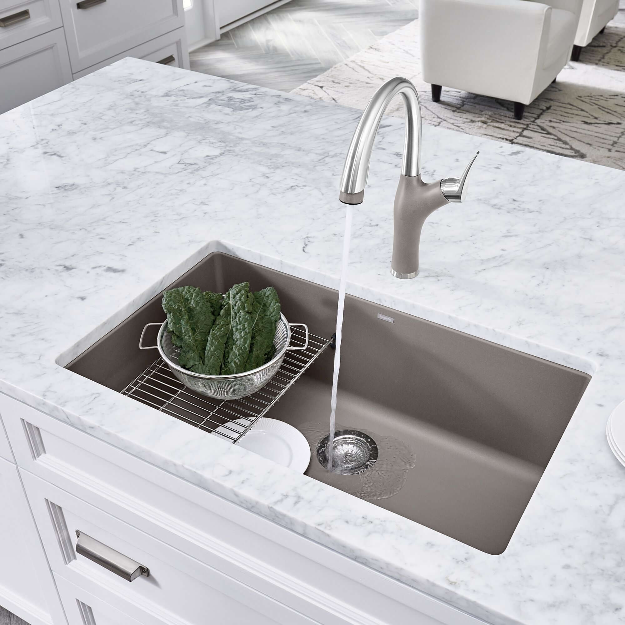 Alternate Image for Blanco Artona 1.5 GPM Brass Kitchen Faucet, Pull-Down, Truffle/Stainless, 442035