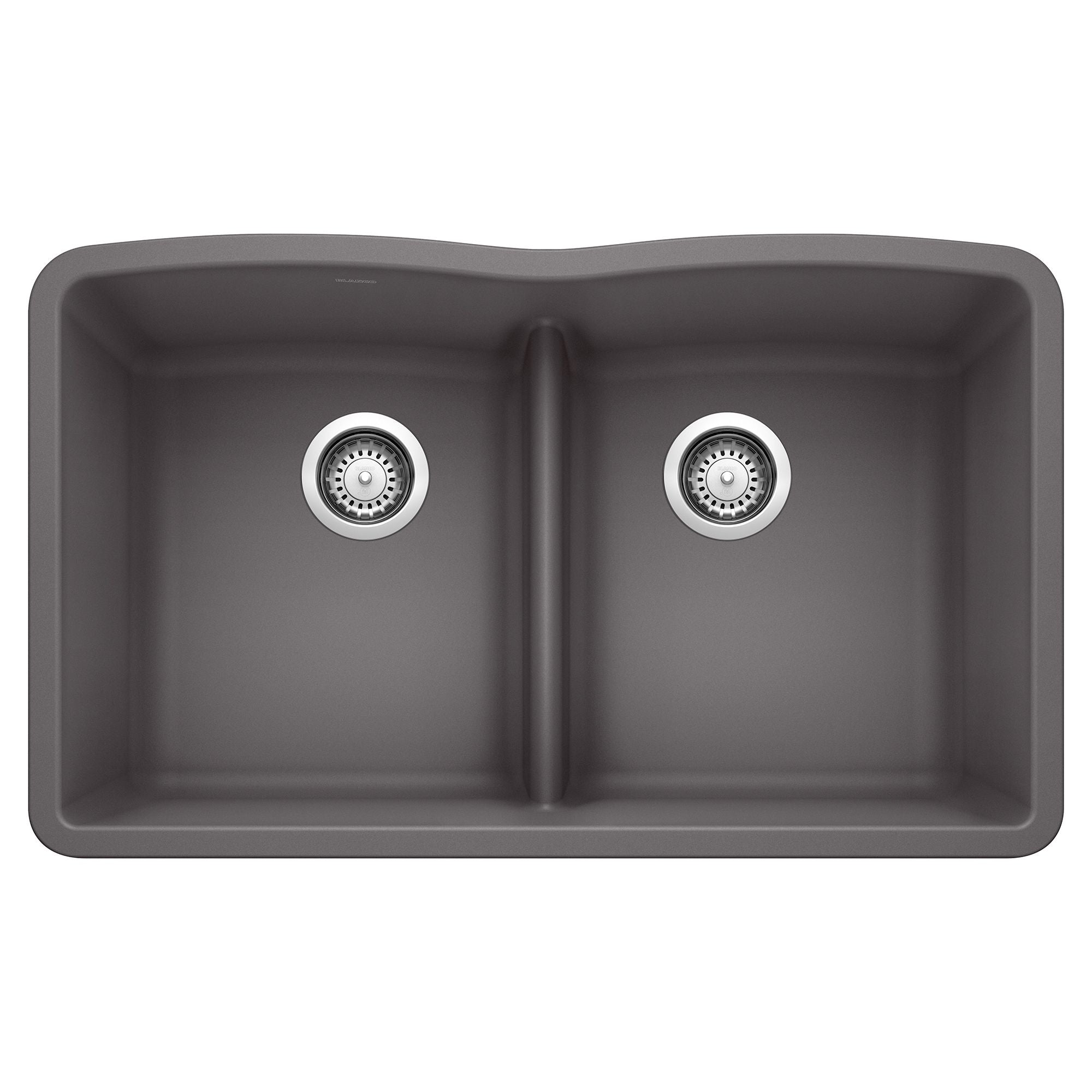 Blanco Diamond 32" Undermount Granite Composite Kitchen Sink, Silgranit, 50/50 Double Bowl, Cinder, 442071