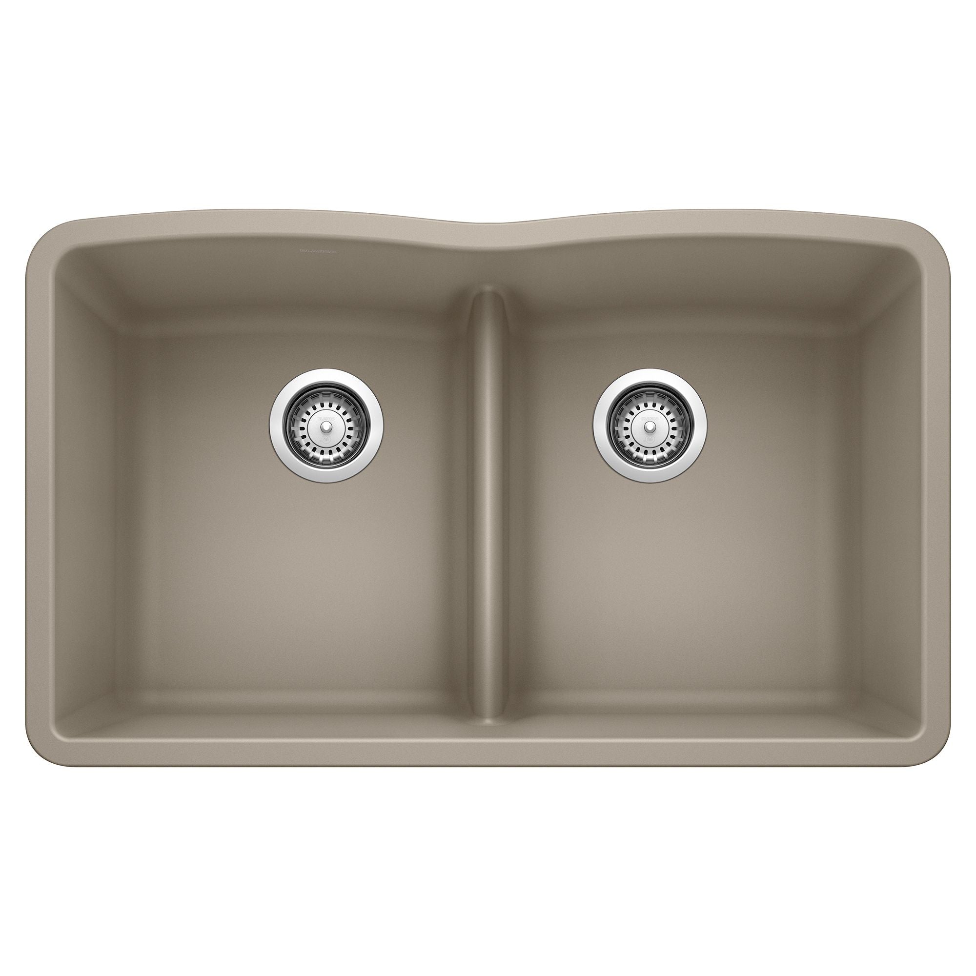 Alternate Image for Blanco Diamond 32" Undermount Granite Composite Kitchen Sink, Silgranit, 50/50 Double Bowl, Truffle, 442072