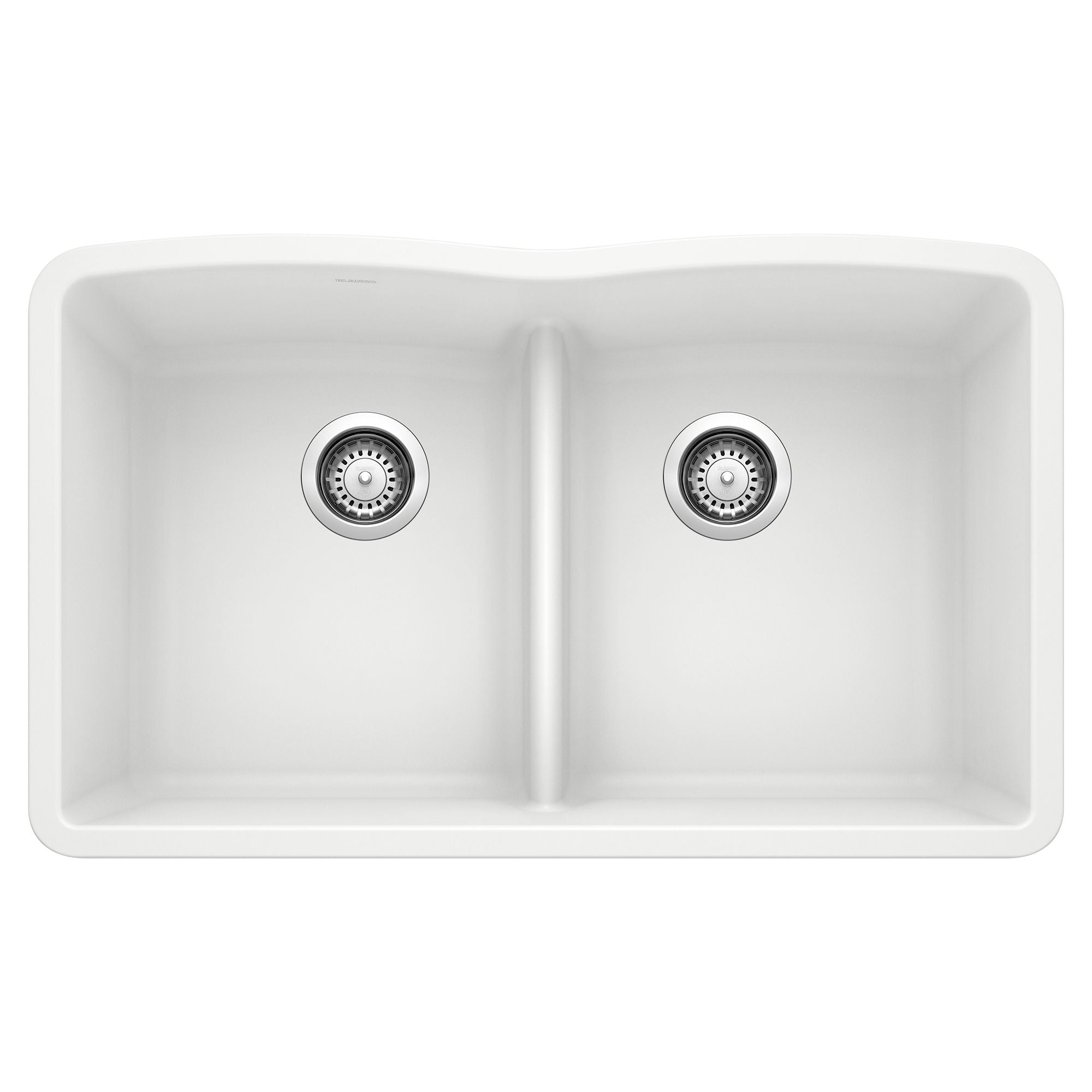 Blanco Diamond 32" Undermount Granite Composite Kitchen Sink, Silgranit, 50/50 Double Bowl, White, 442074