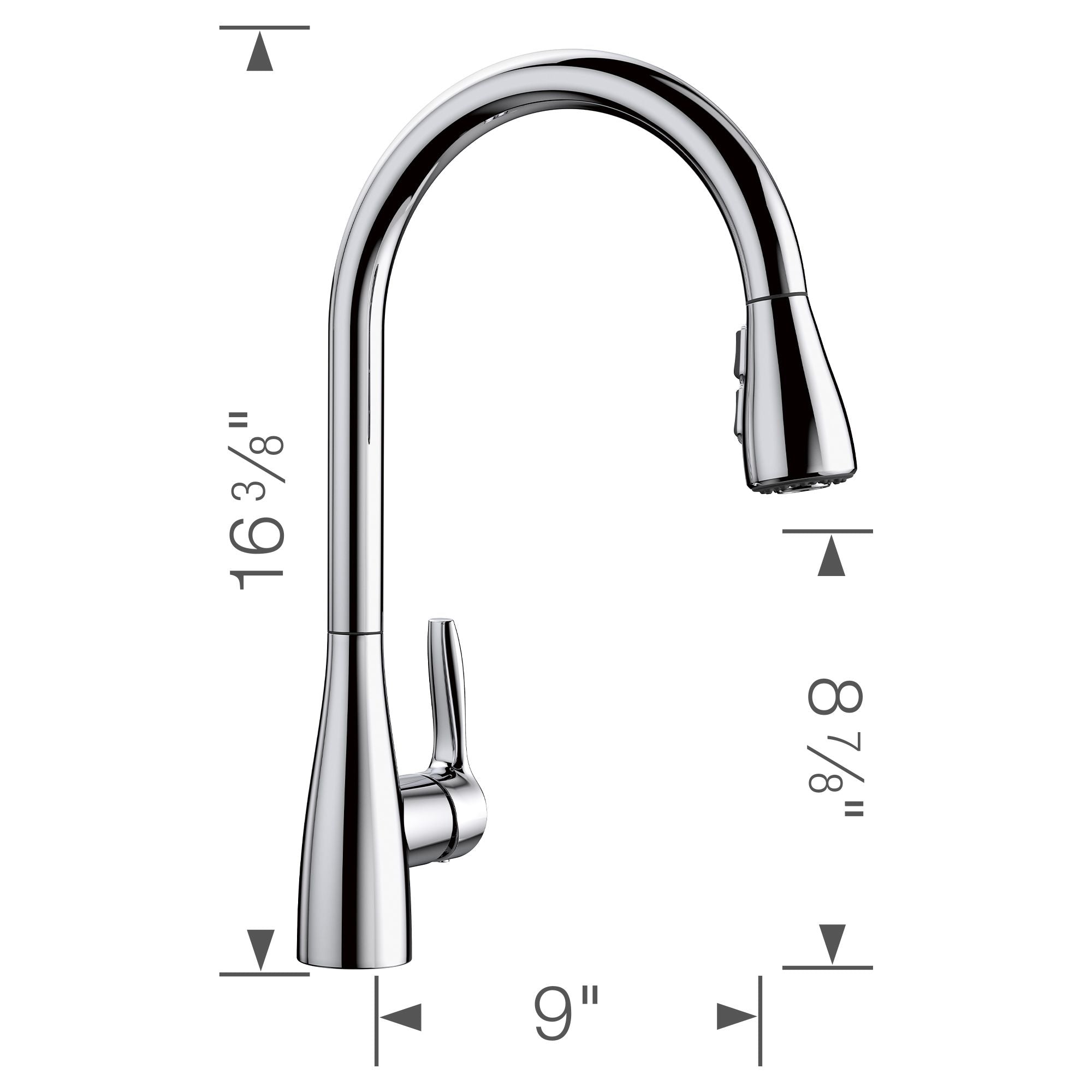 Alternate Image for Blanco Atura 1.5 GPM Brass Kitchen Faucet, Pull-Down, Polished Chrome, 442207