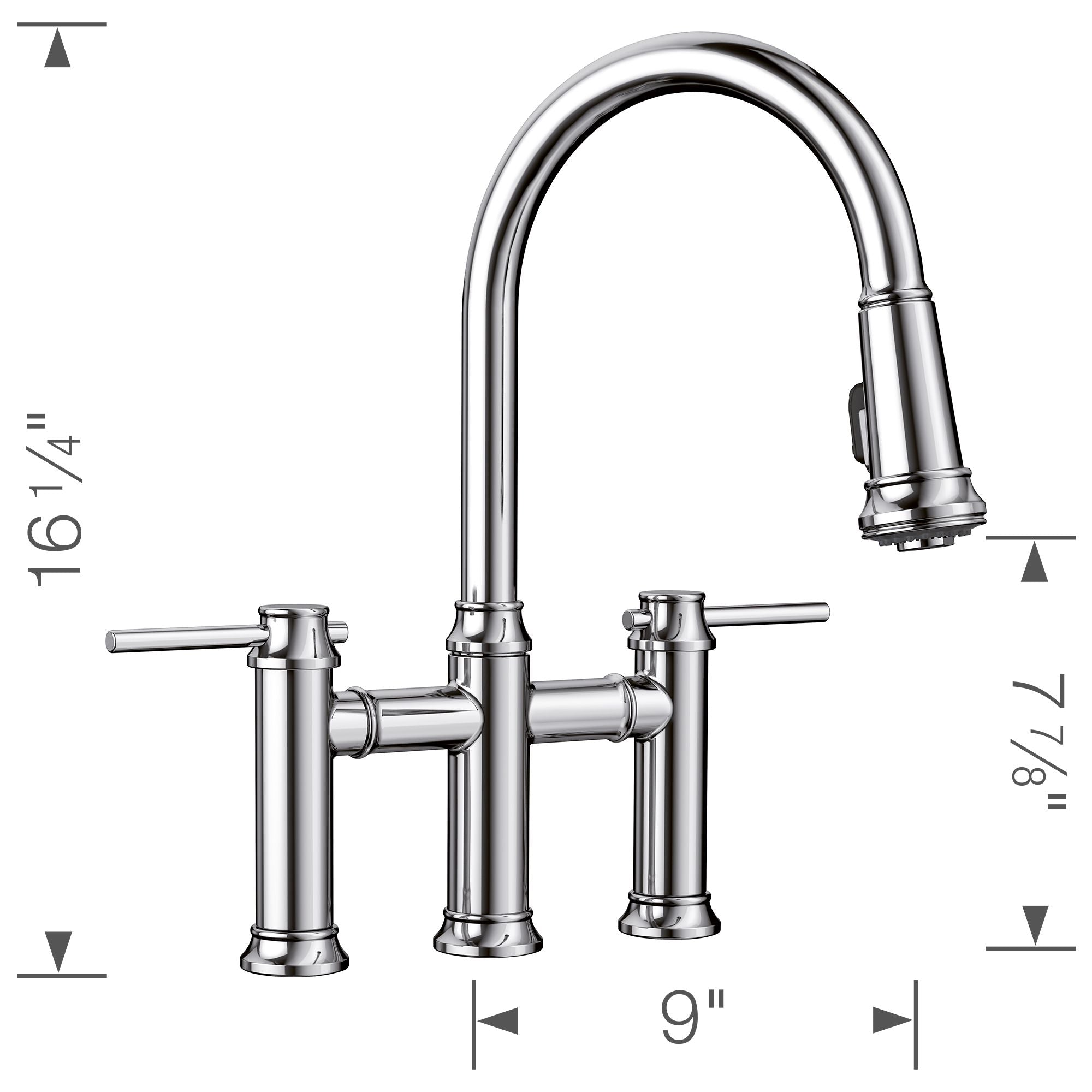 Alternate Image for Blanco Empressa 1.5 GPM Brass Kitchen Faucet, Pull-Down, Polished Chrome, 442504