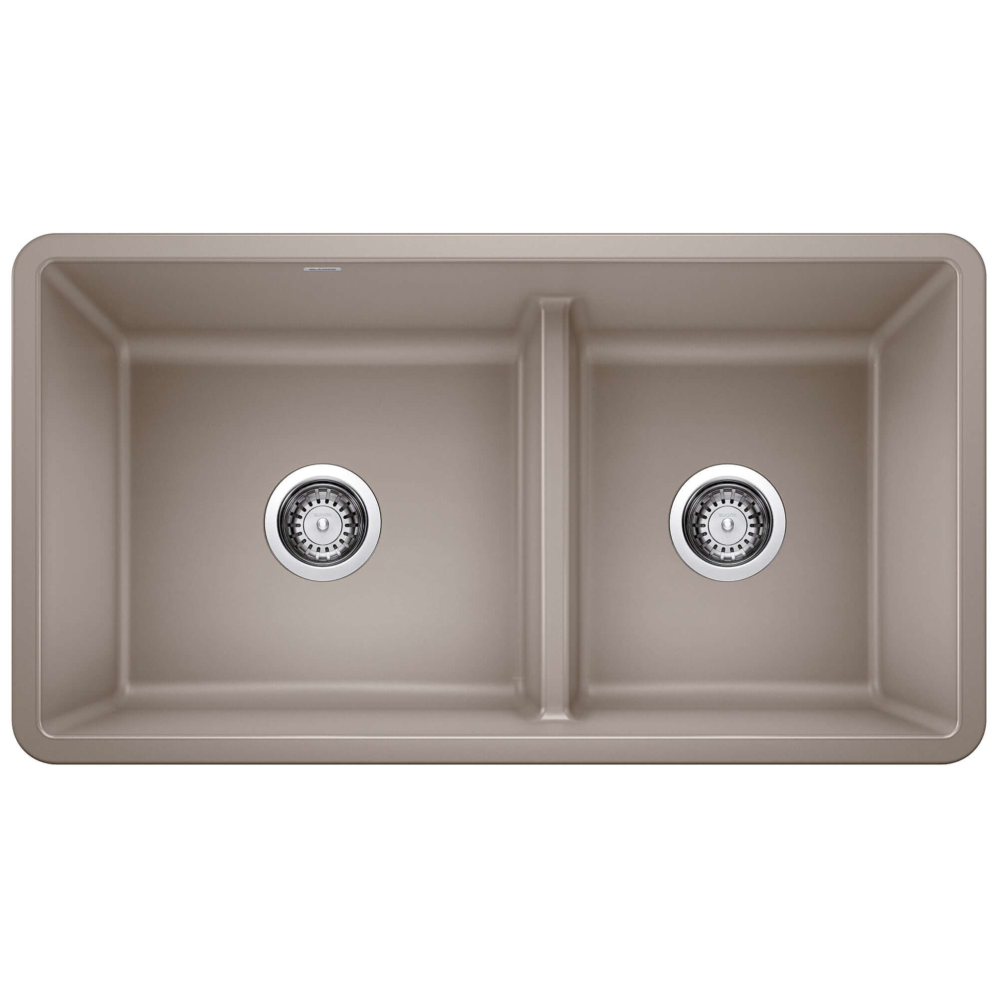 Alternate Image for Blanco Precis 33" Undermount Granite Composite Kitchen Sink, Silgranit, 60/40 Double Bowl, Truffle, 442522