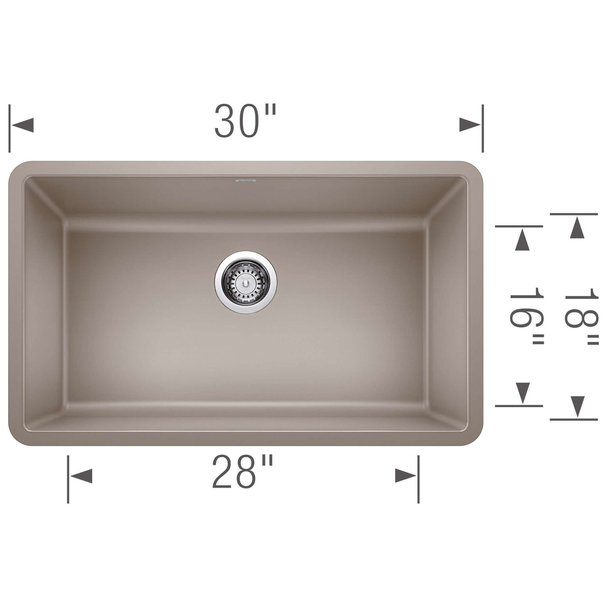 Alternate Image for Blanco Precis 30" Undermount Granite Composite Kitchen Sink, Silgranit, Truffle, 442531