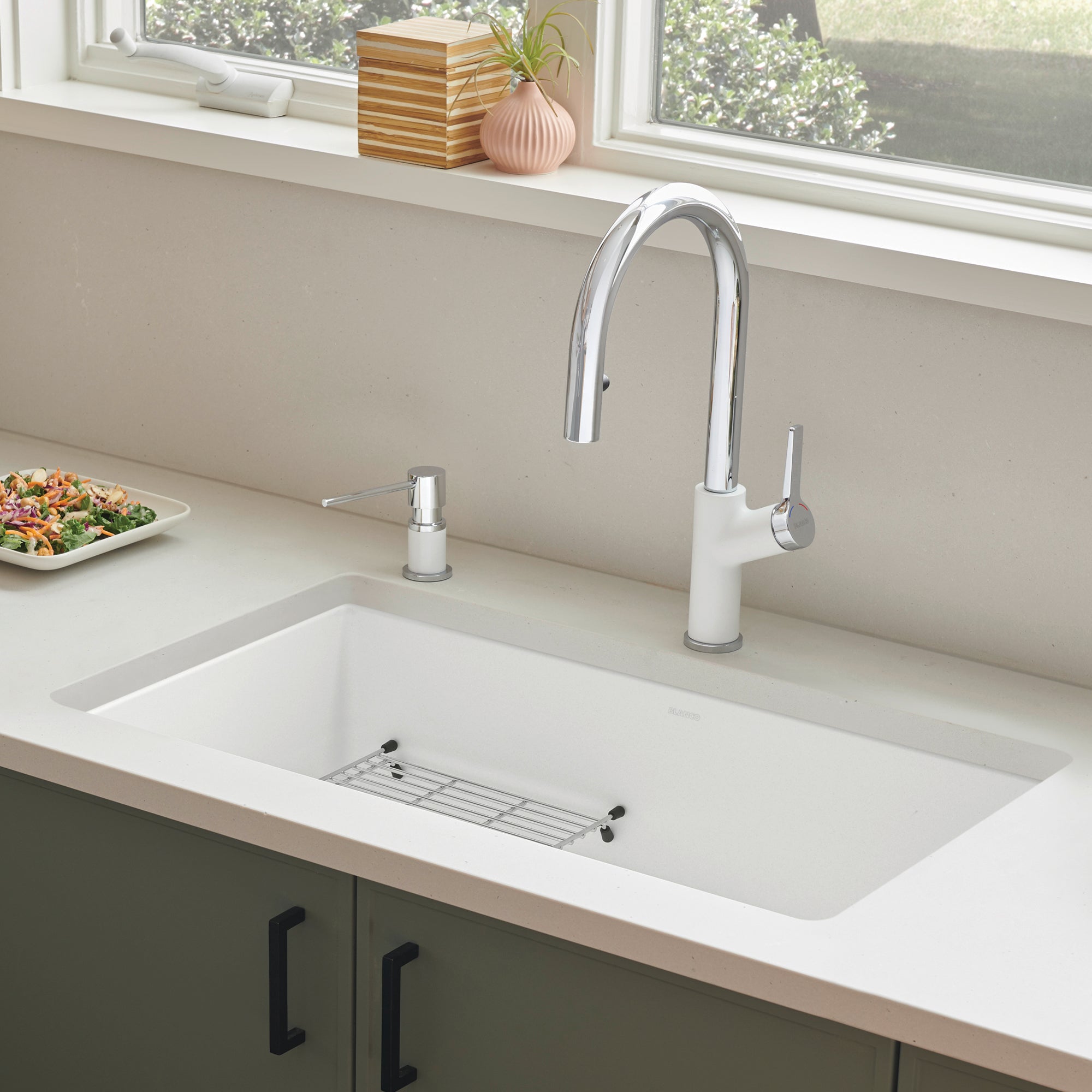 Alternate Image for Blanco Precis 30" Undermount Granite Composite Kitchen Sink, Silgranit, White, 442533
