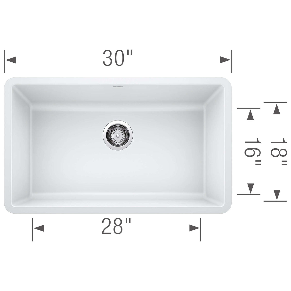 Alternate Image for Blanco Precis 30" Undermount Granite Composite Kitchen Sink, Silgranit, White, 442533