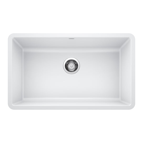 Blanco Precis 30" Undermount Granite Composite Kitchen Sink, Silgranit, White, 442533