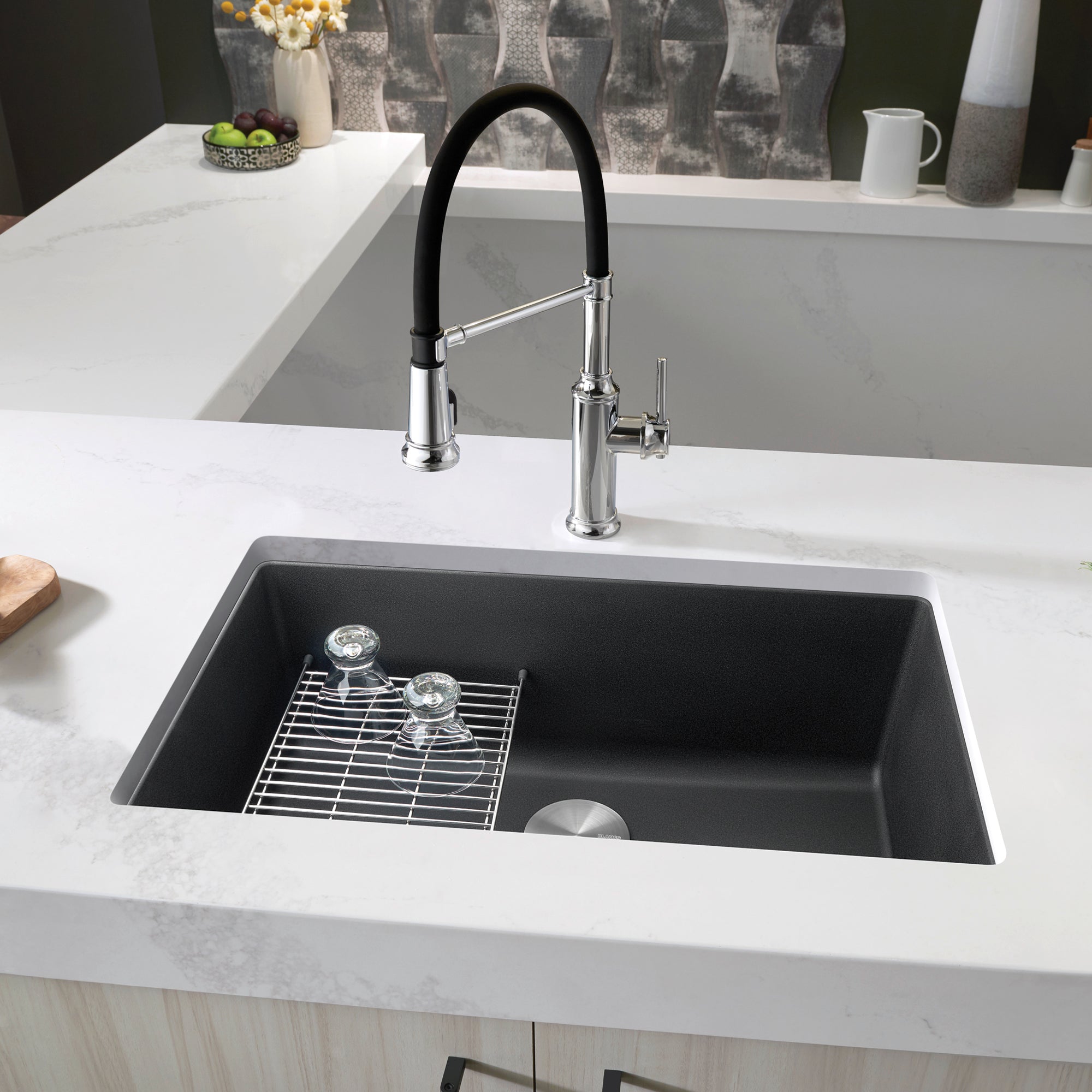 Alternate Image for Blanco Precis 30" Undermount Granite Composite Kitchen Sink, Silgranit, Anthracite, 442534