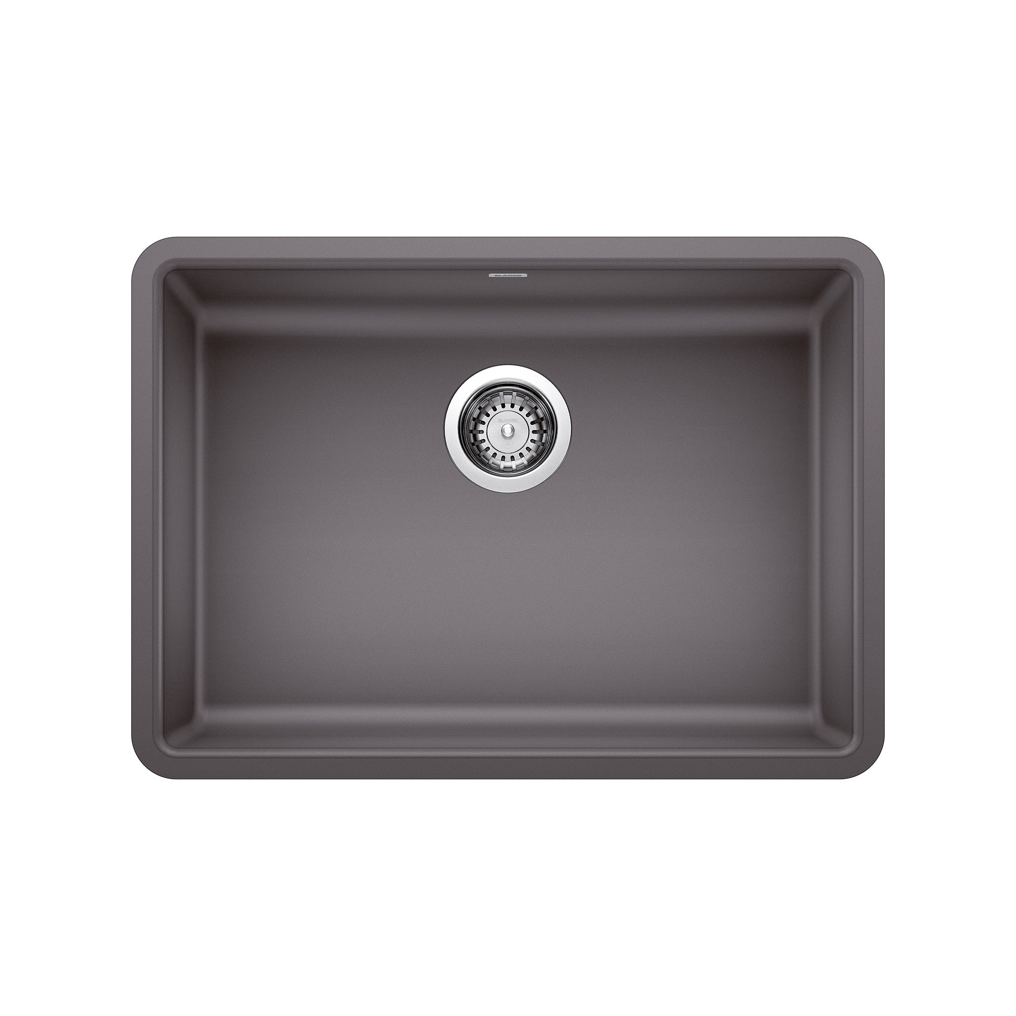 Blanco Precis 25" Undermount Granite Composite ADA Kitchen Sink, Silgranit, Cinder, 442539