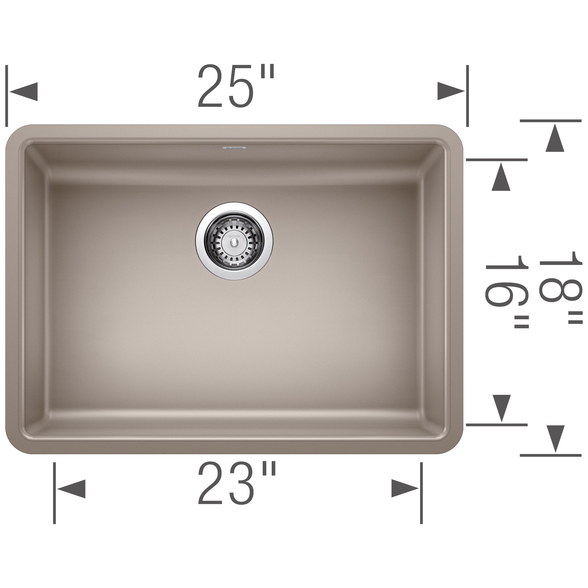 Blanco Precis 25" Undermount Granite Composite ADA Compliant Kitchen Sink, Silgranit, Truffle, 442540